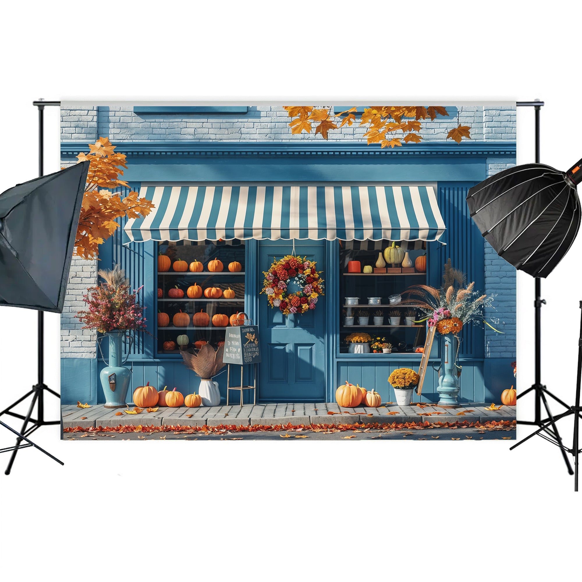 Fall Boutique Storefront Backdrop
