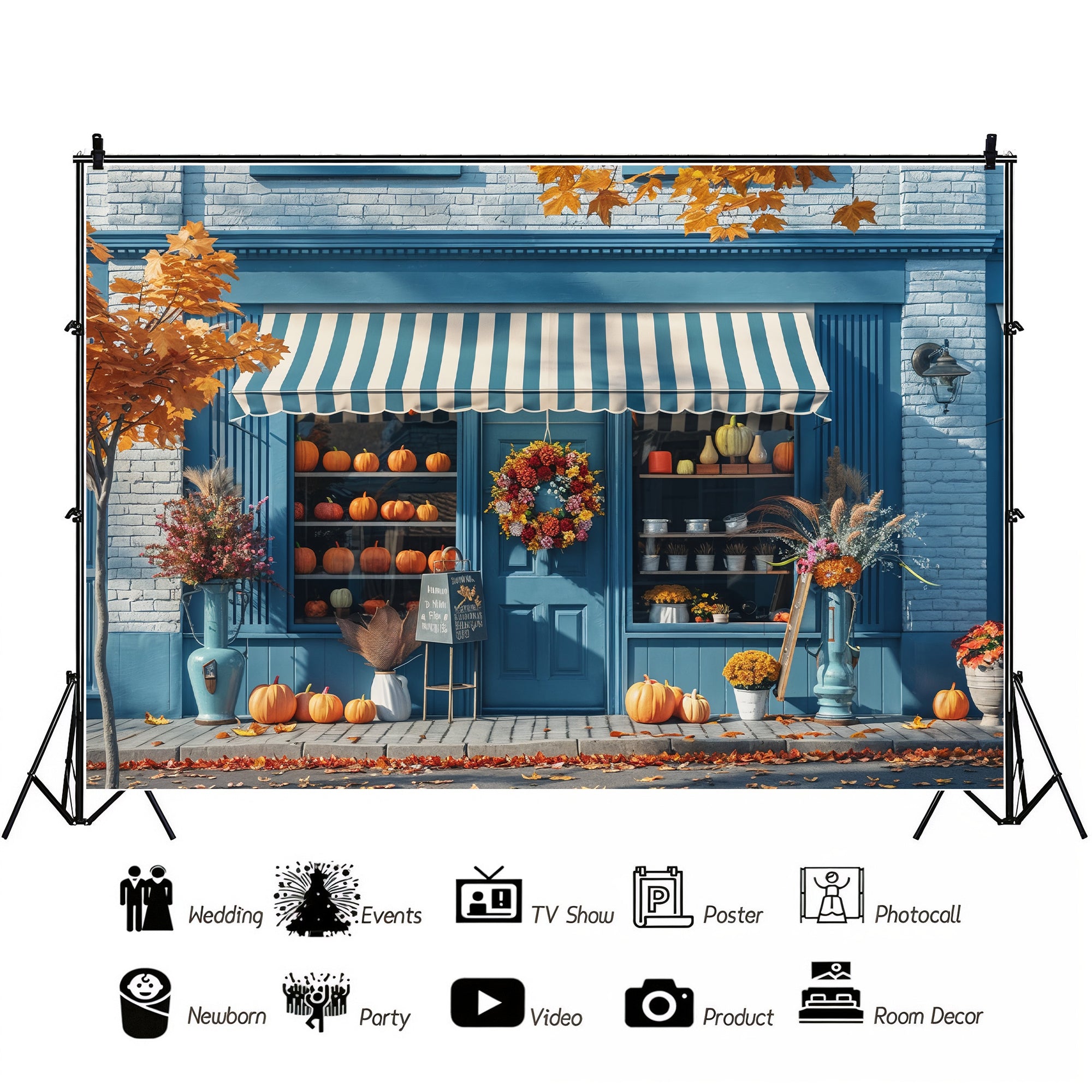 Fall Boutique Storefront Backdrop