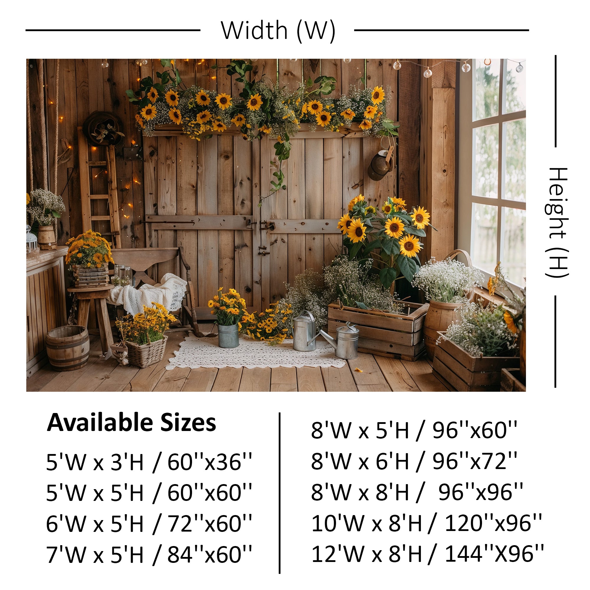Rustic Sunflower Barn Backdrop