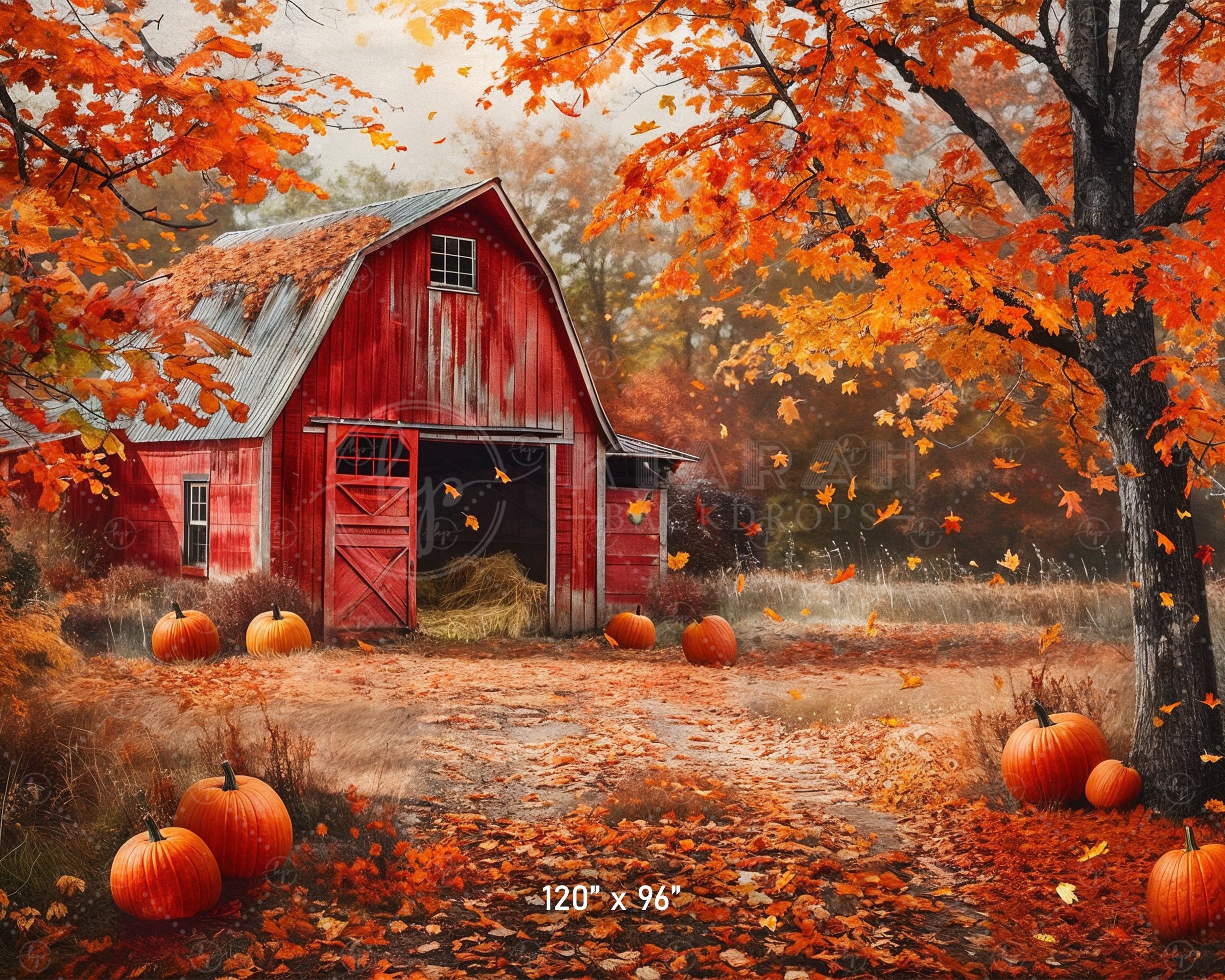 Rustic Red Barn in Autumn Backdrop