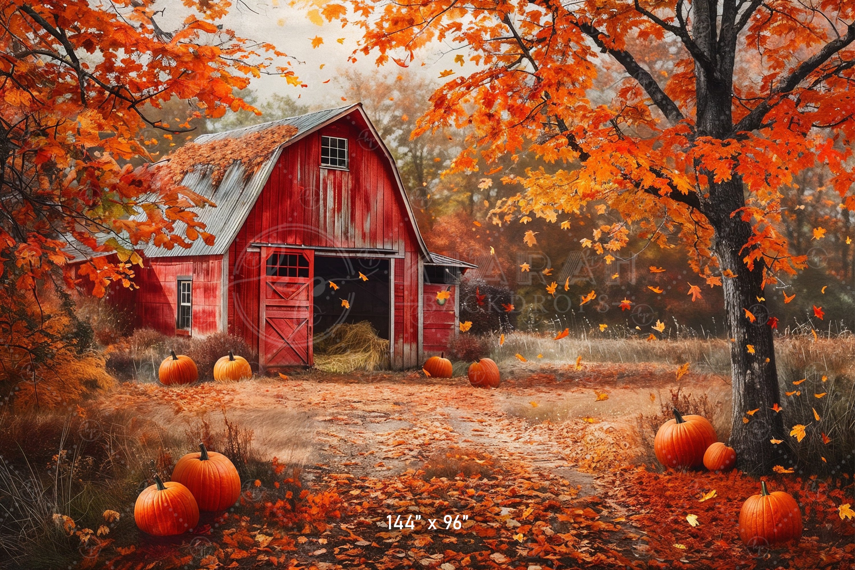 Rustic Red Barn in Autumn Backdrop