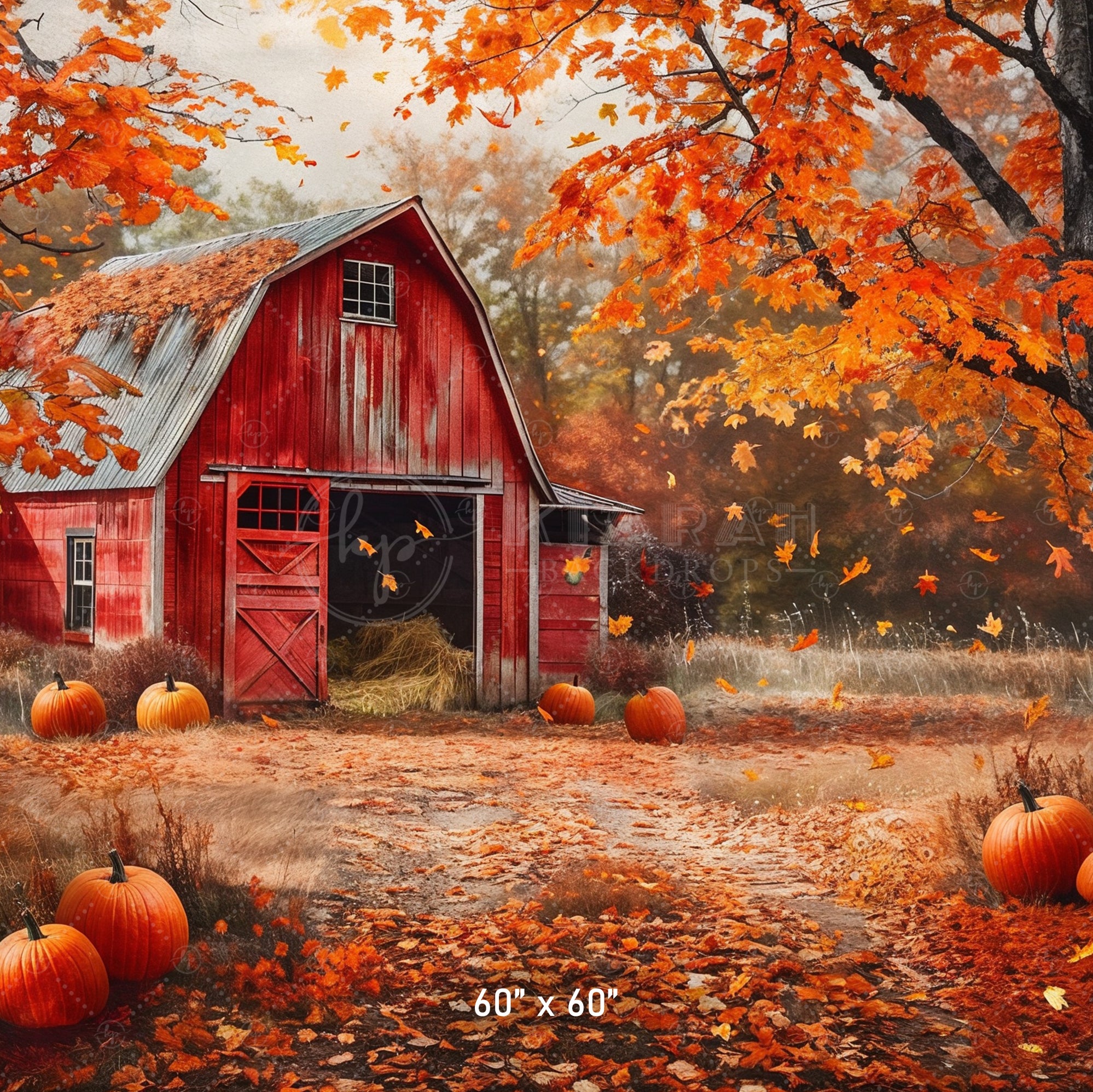 Rustic Red Barn in Autumn Backdrop