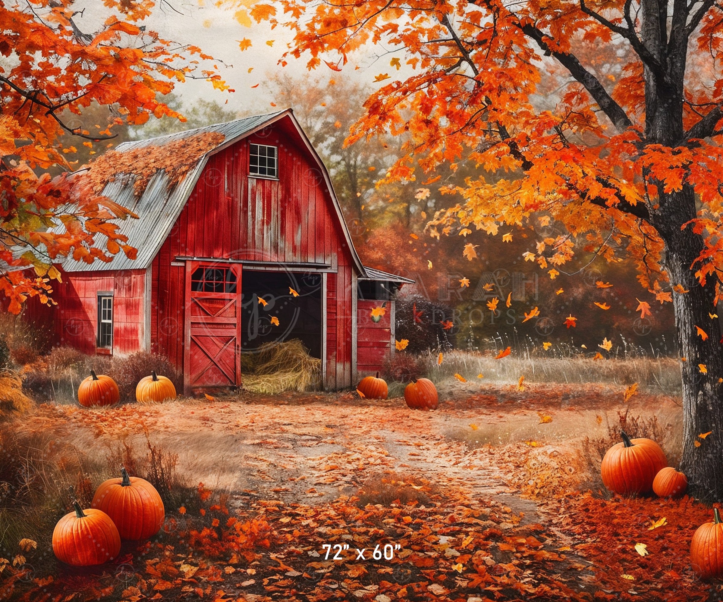 Rustic Red Barn in Autumn Backdrop