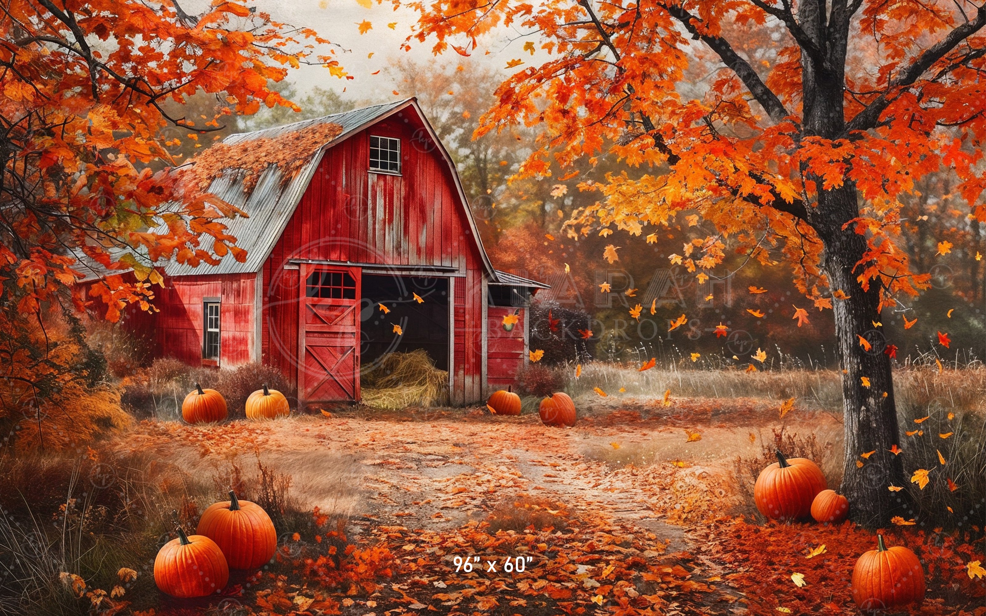 Rustic Red Barn in Autumn Backdrop