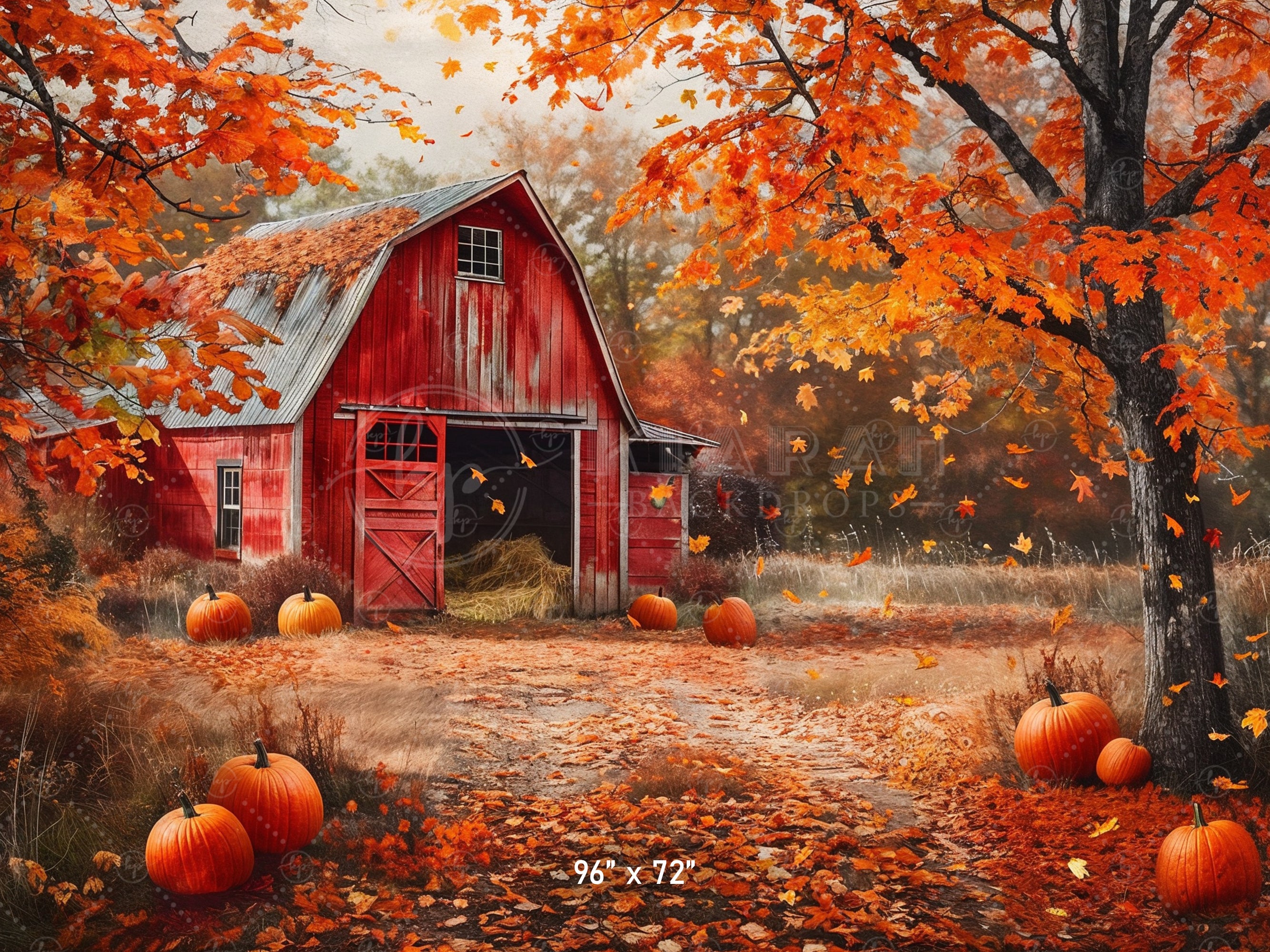 Rustic Red Barn in Autumn Backdrop