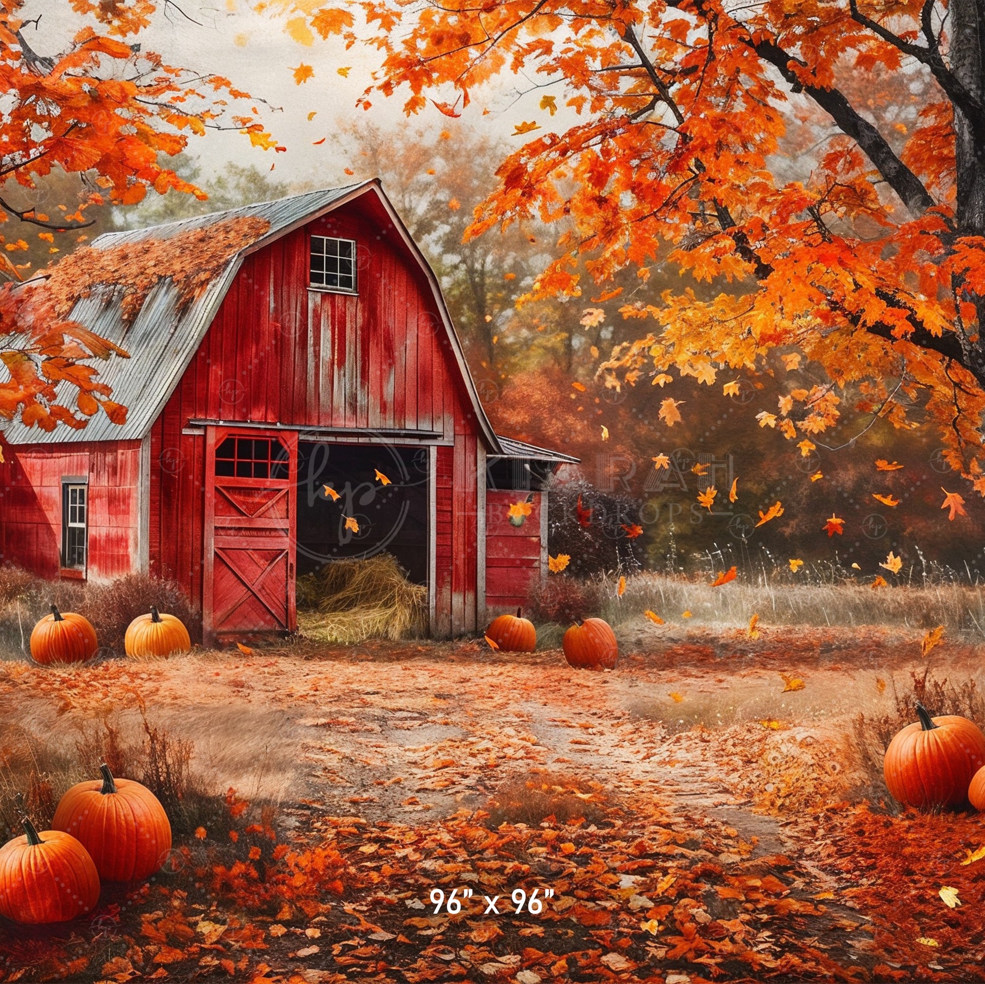 Rustic Red Barn in Autumn Backdrop
