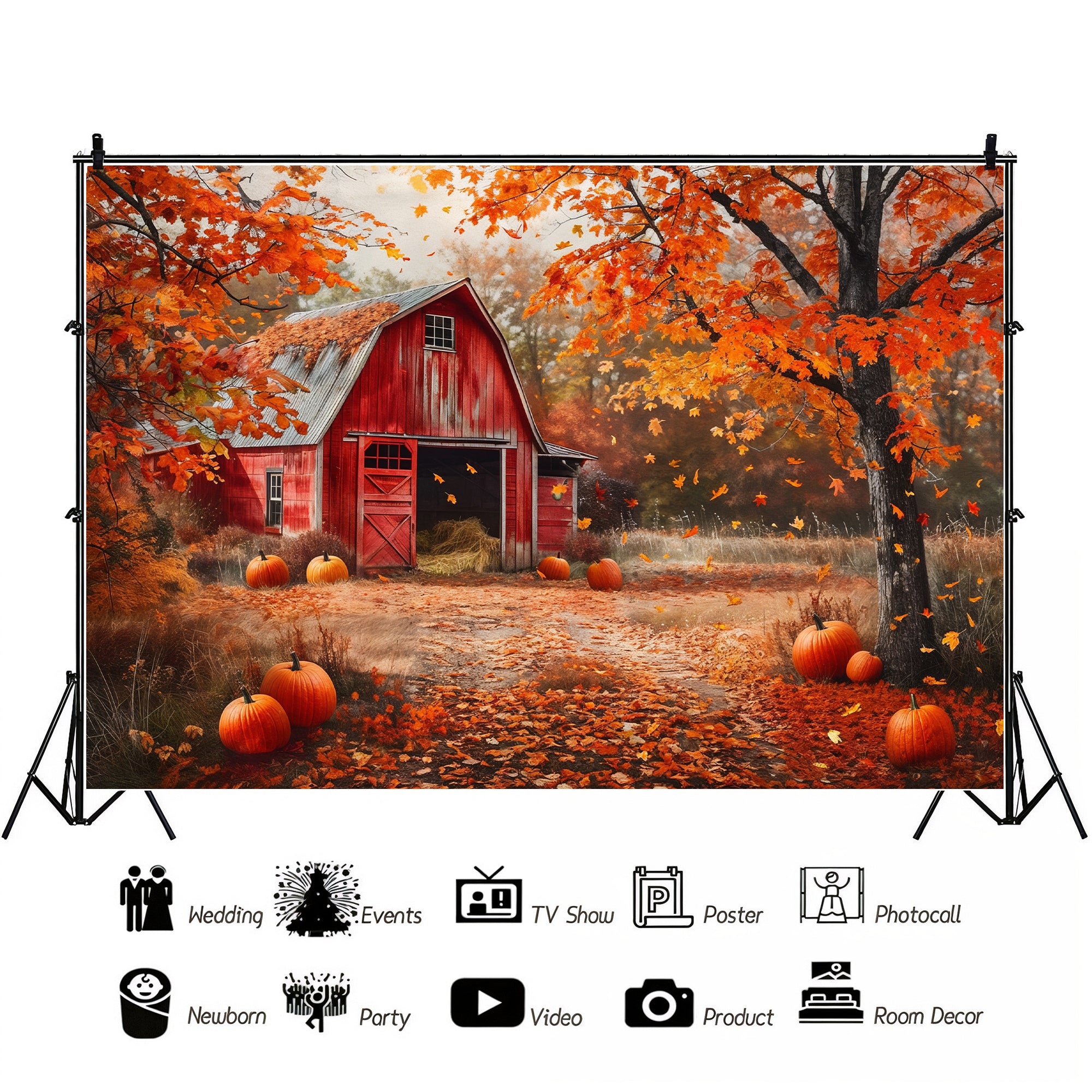 Rustic Red Barn in Autumn Backdrop