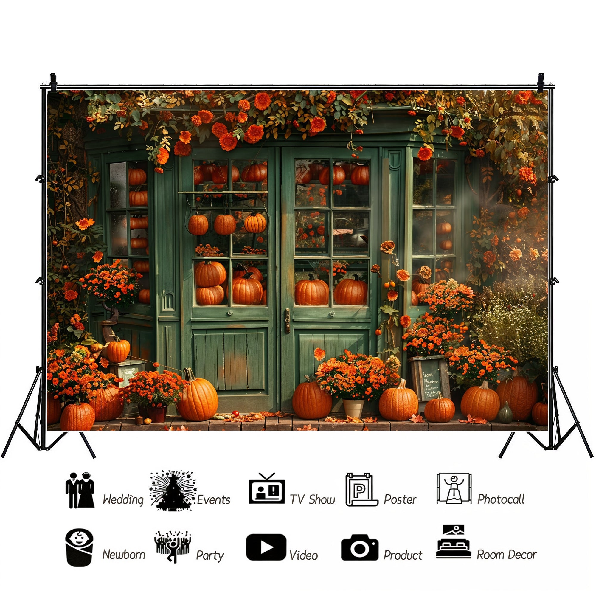 Pumpkin & Flower Shoppe Backdrop