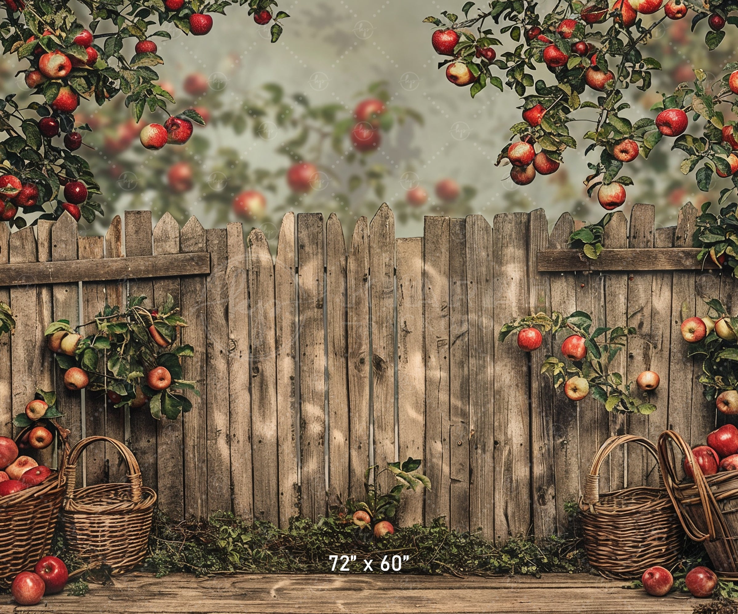 Rustic Apple Orchard Fence Backdrop
