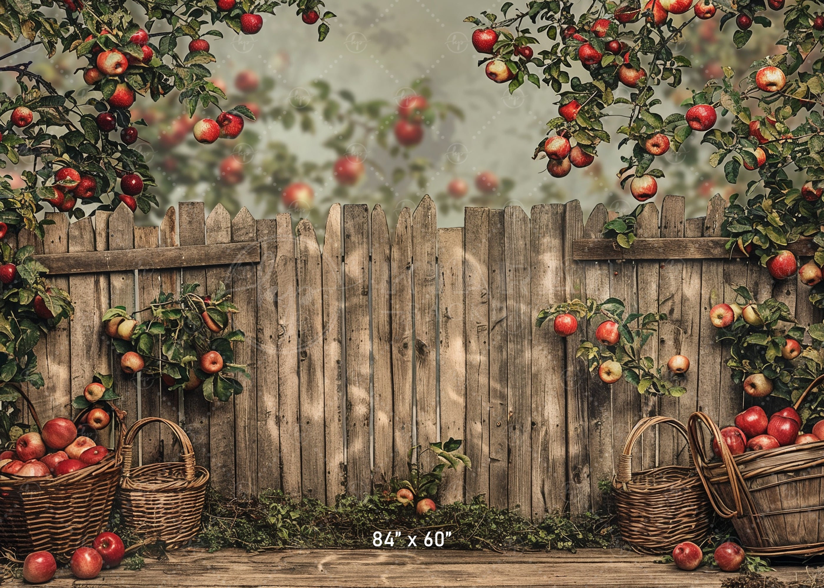 Rustic Apple Orchard Fence Backdrop