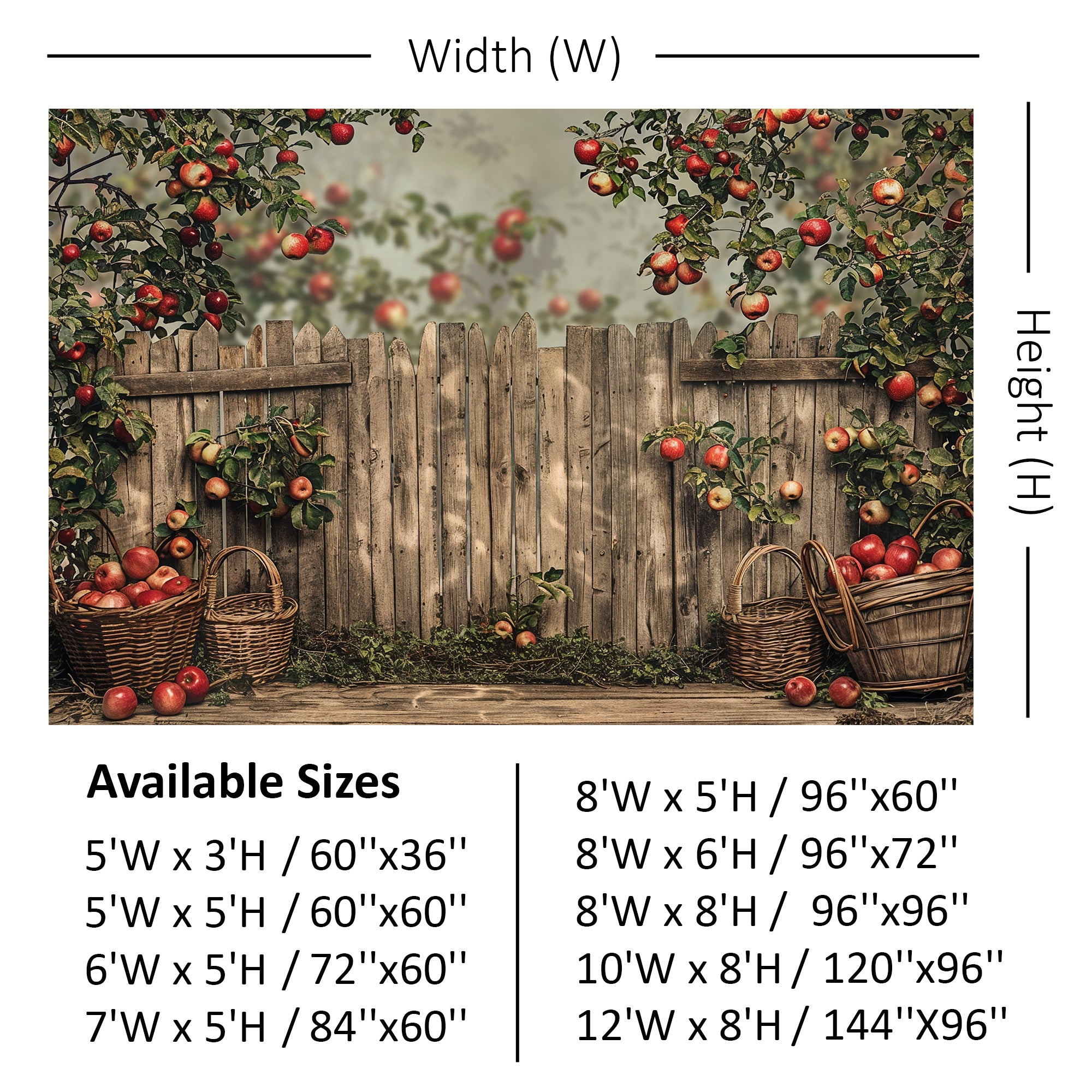 Rustic Apple Orchard Fence Backdrop