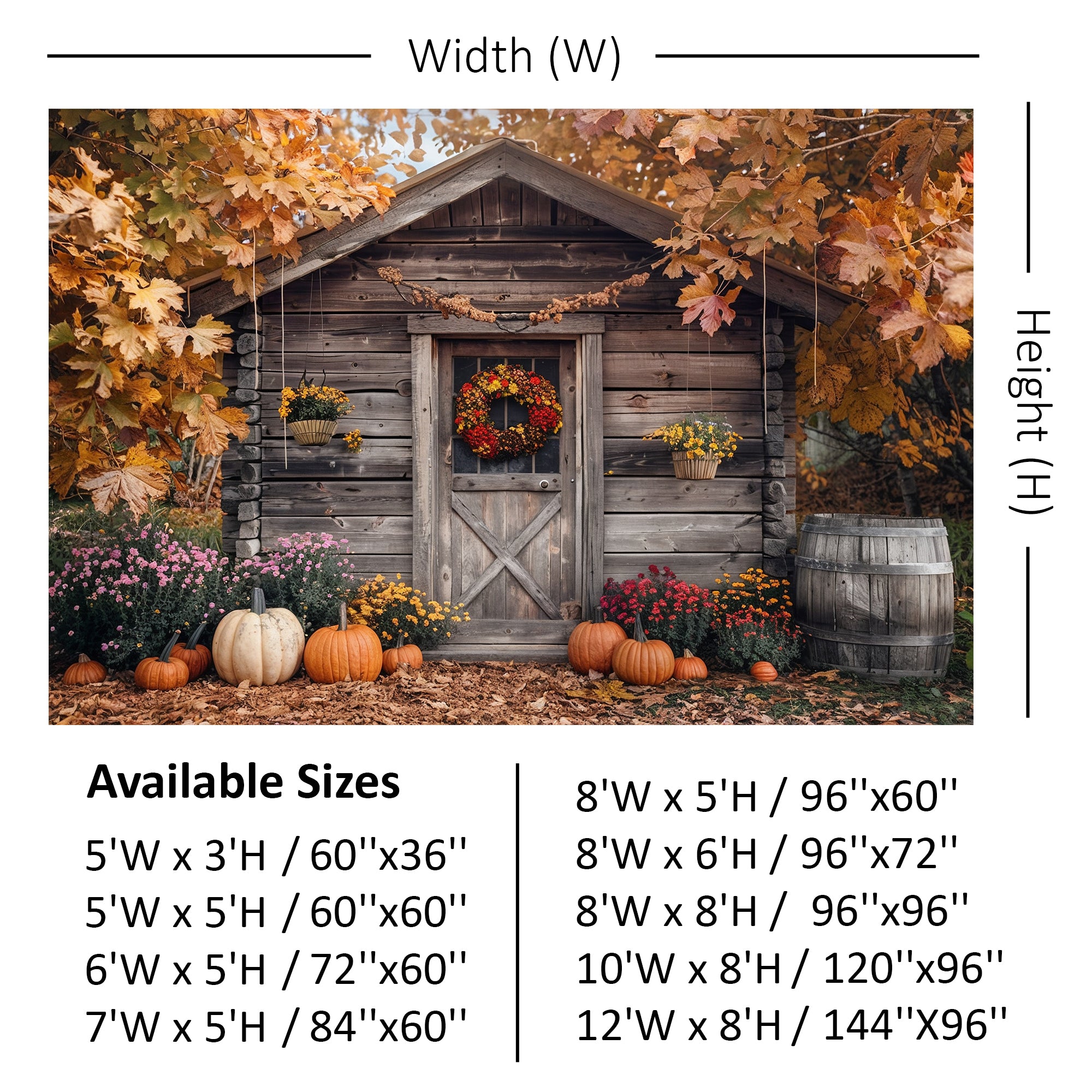 Rustic Autumn Cabin Backdrop