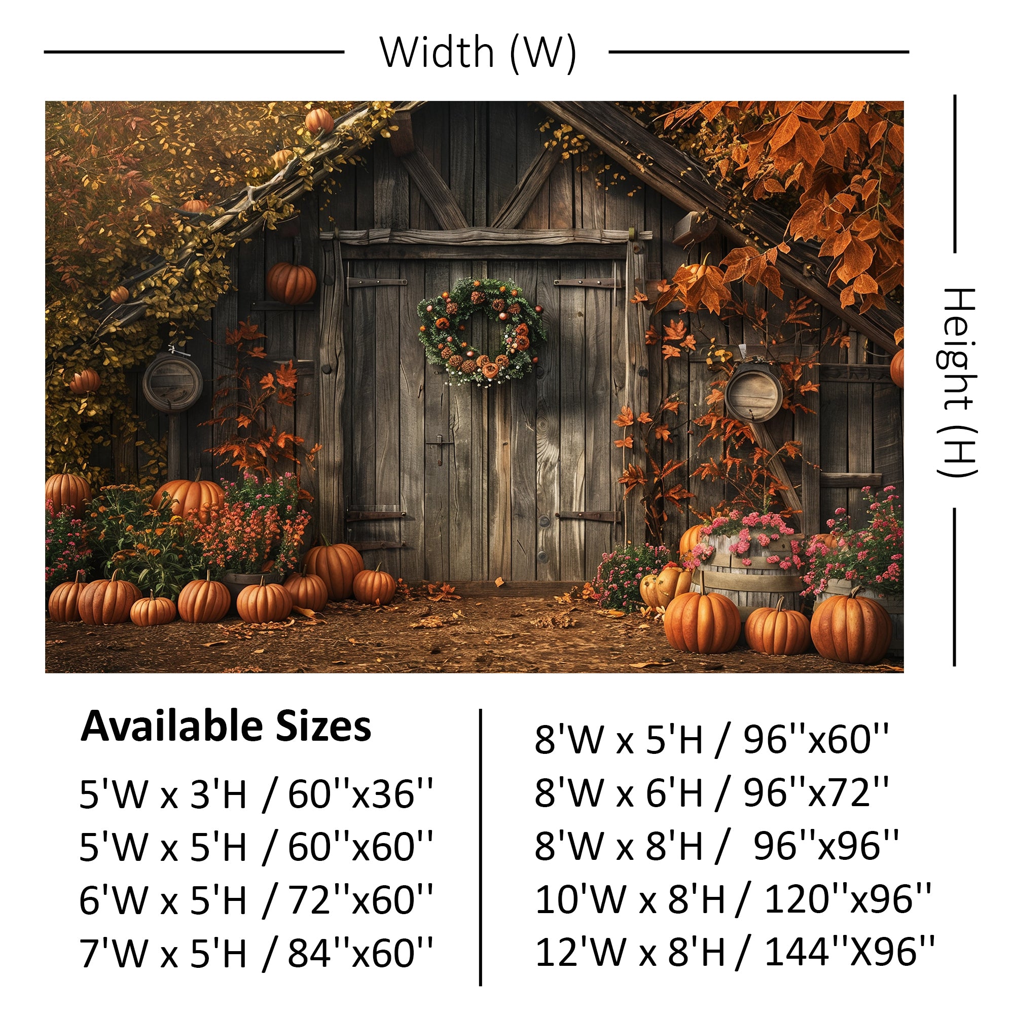 Autumn Barn with Wreath Backdrop