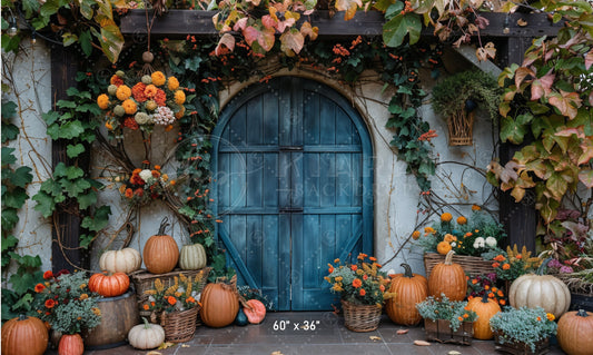 Rustic Autumn Garden Door Backdrop