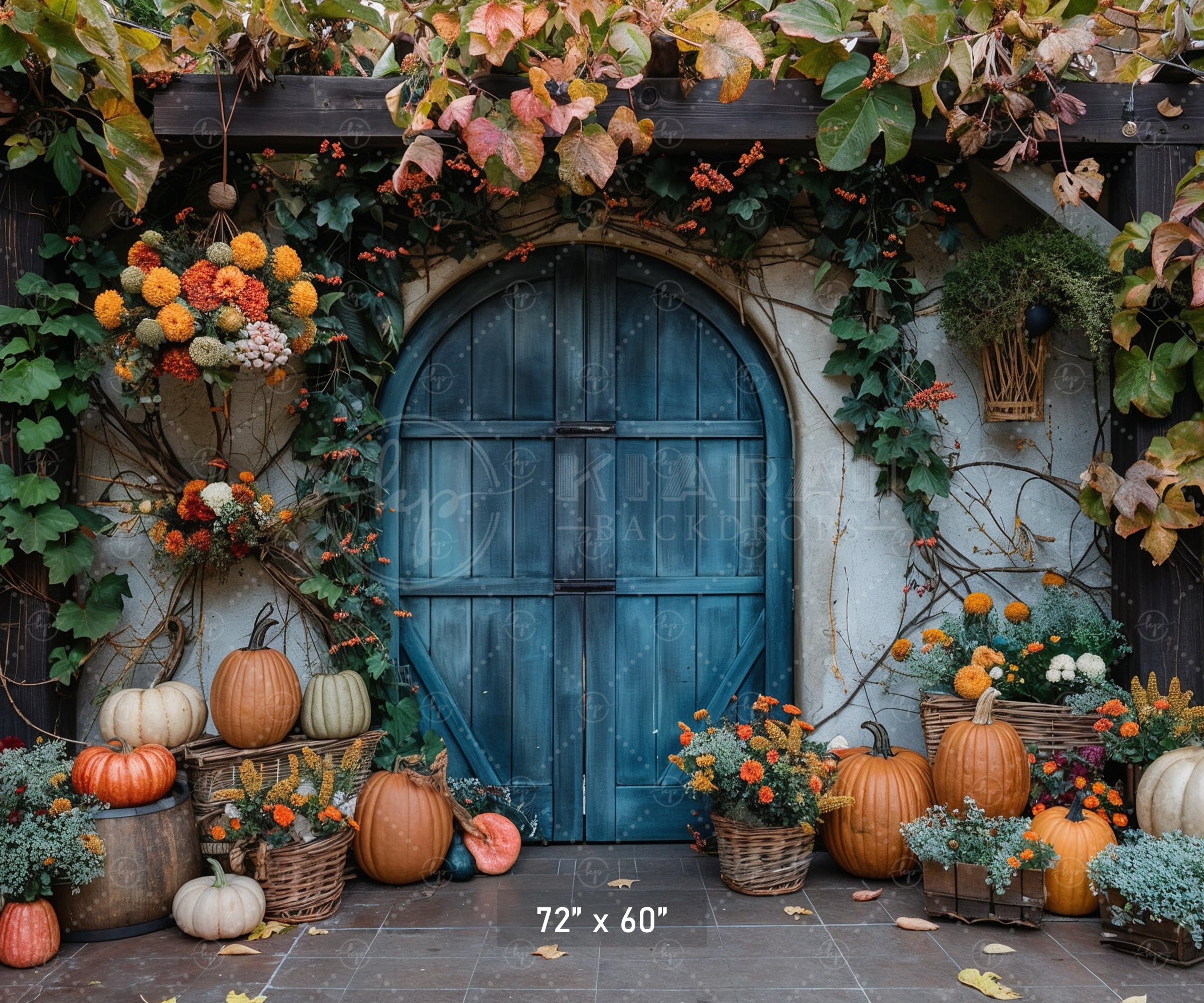 Rustic Autumn Garden Door Backdrop