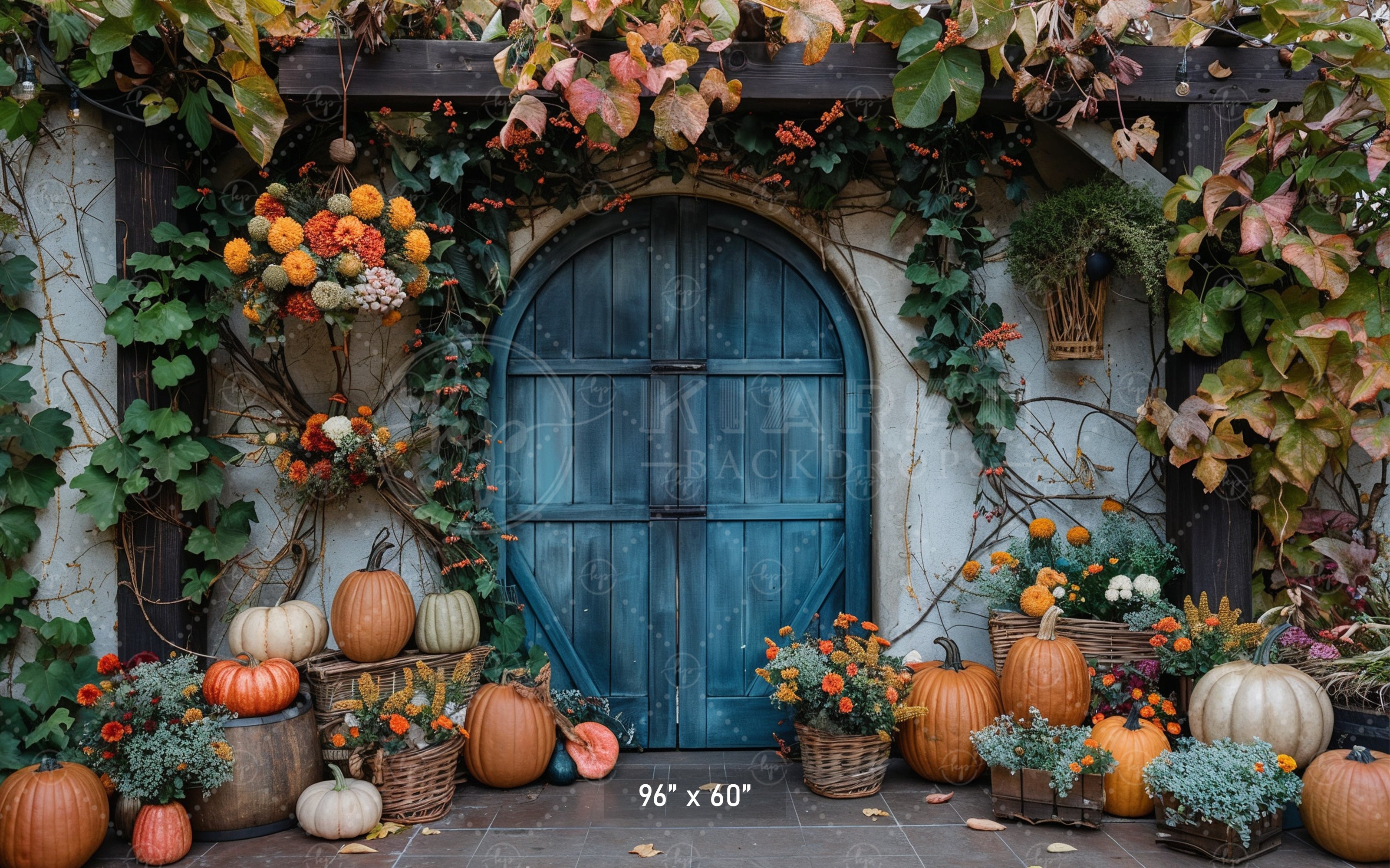 Rustic Autumn Garden Door Backdrop