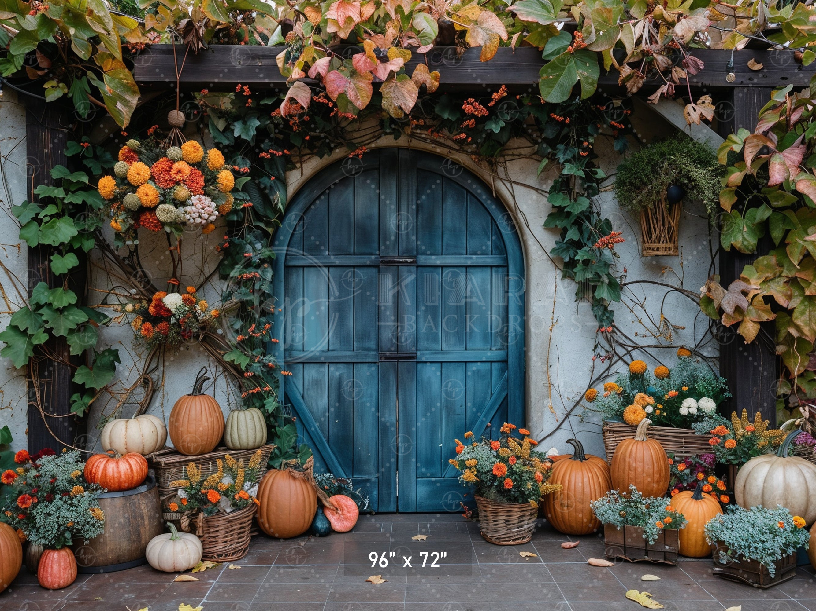 Rustic Autumn Garden Door Backdrop