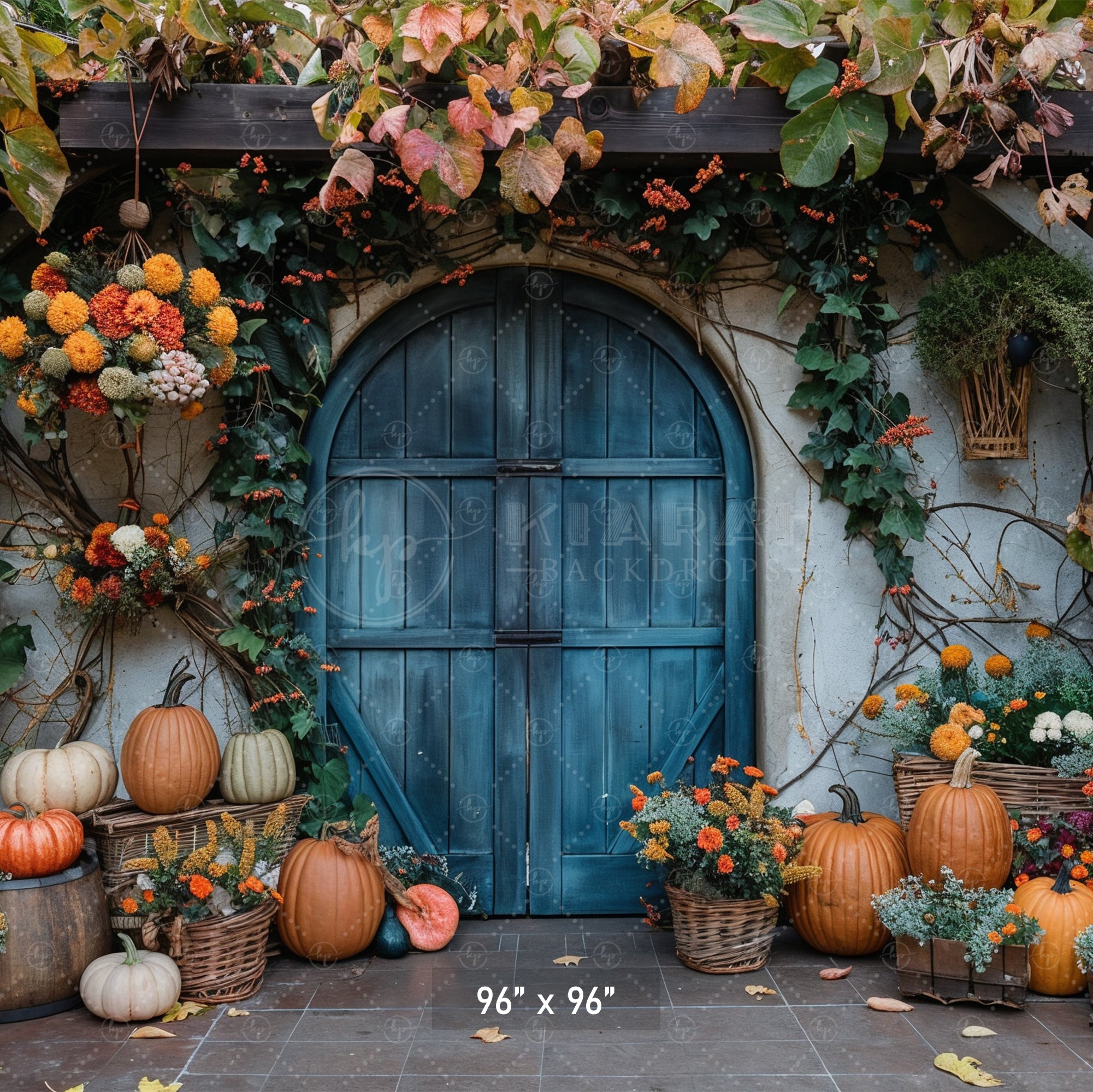Rustic Autumn Garden Door Backdrop