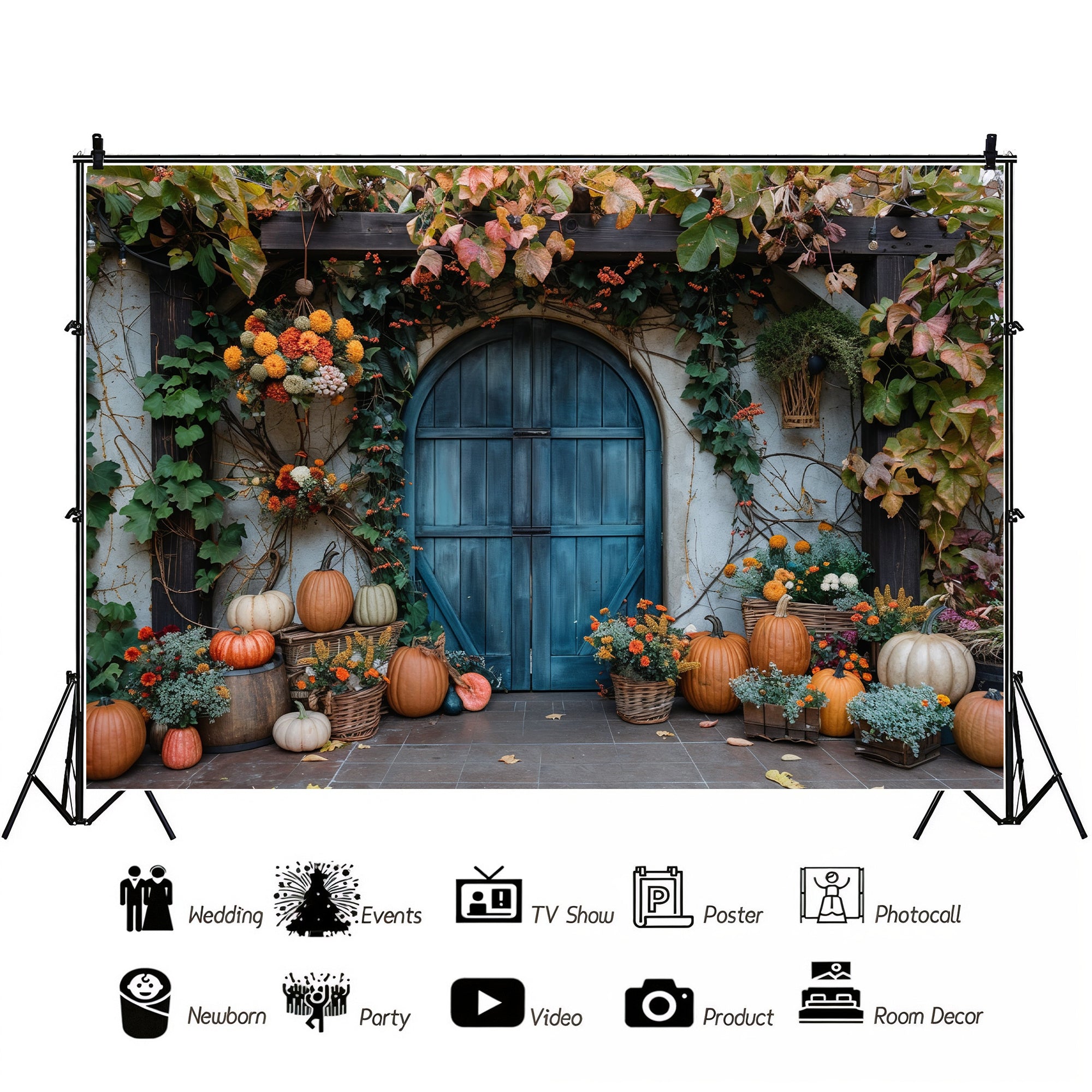Rustic Autumn Garden Door Backdrop