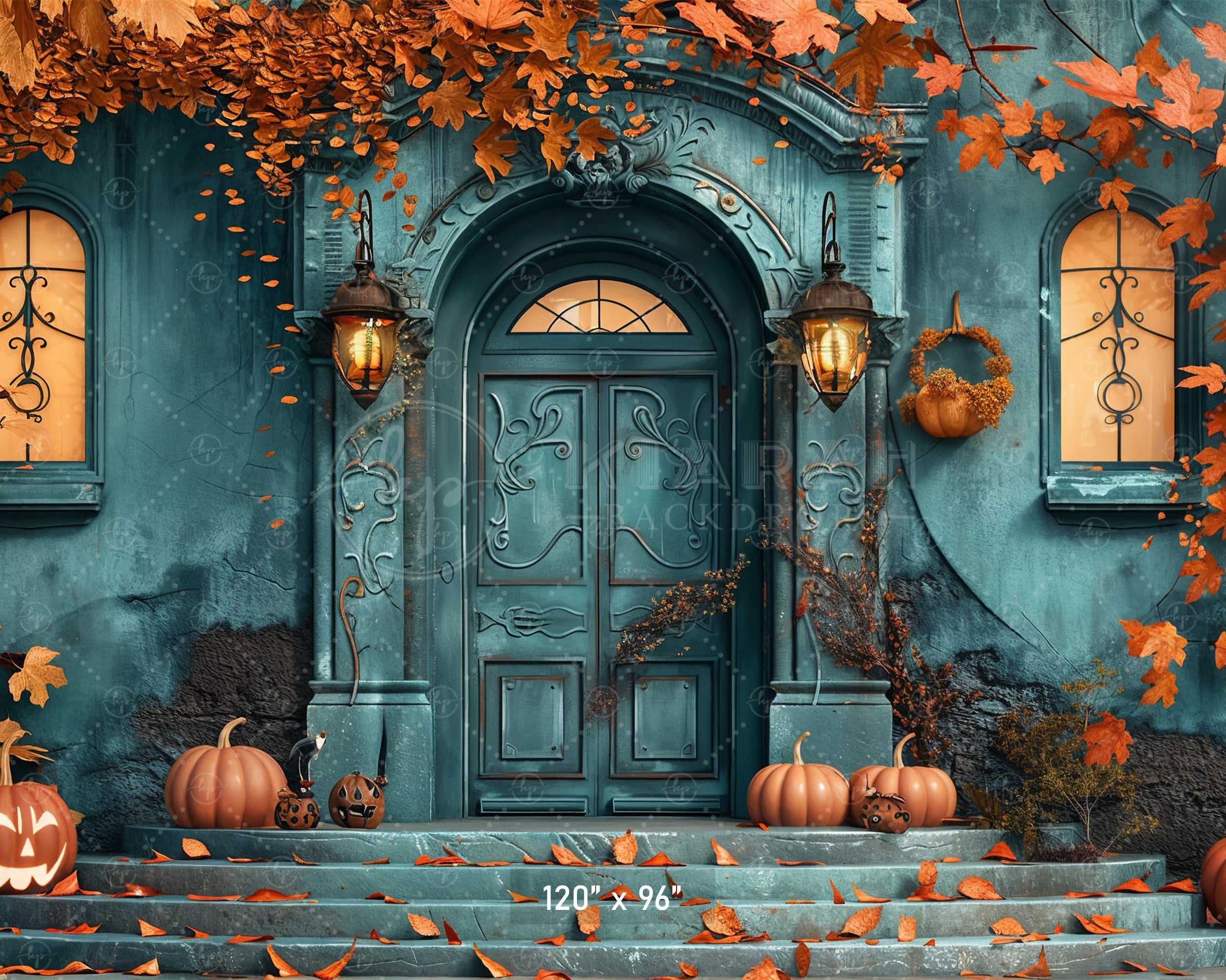 Haunted Autumn Manor Backdrop