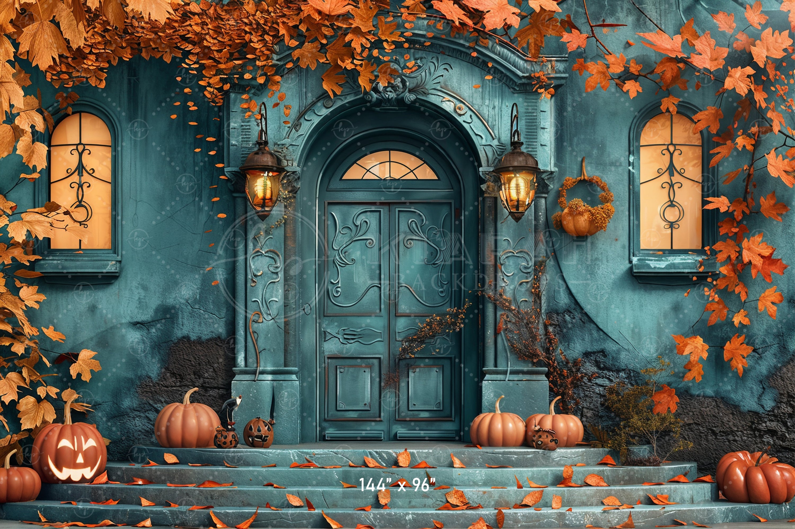 Haunted Autumn Manor Backdrop