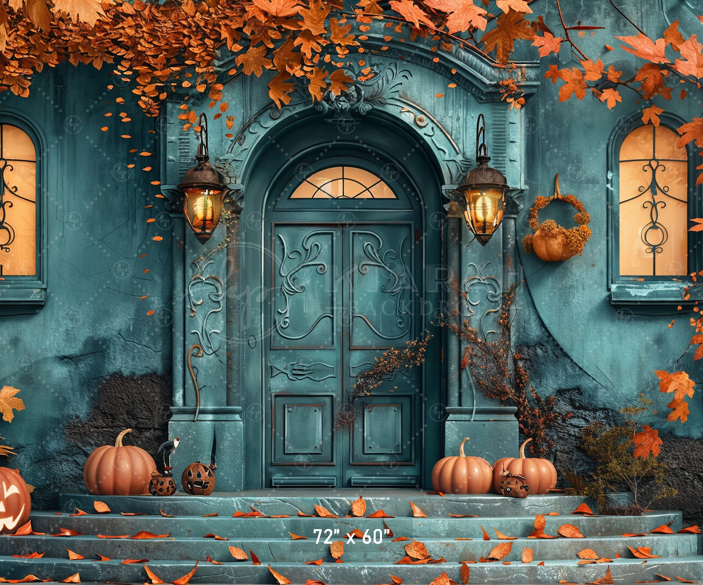 Haunted Autumn Manor Backdrop
