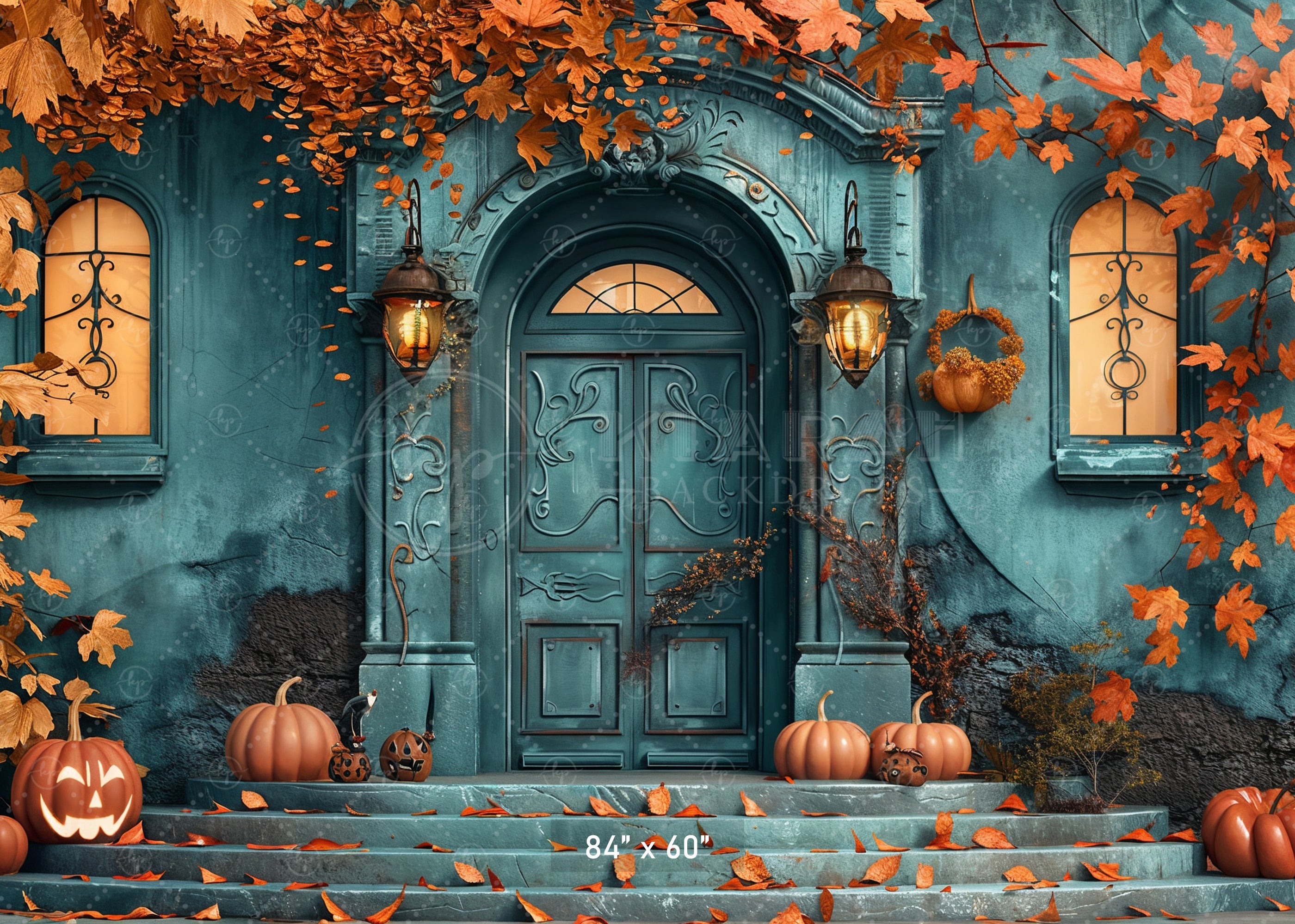 Haunted Autumn Manor Backdrop