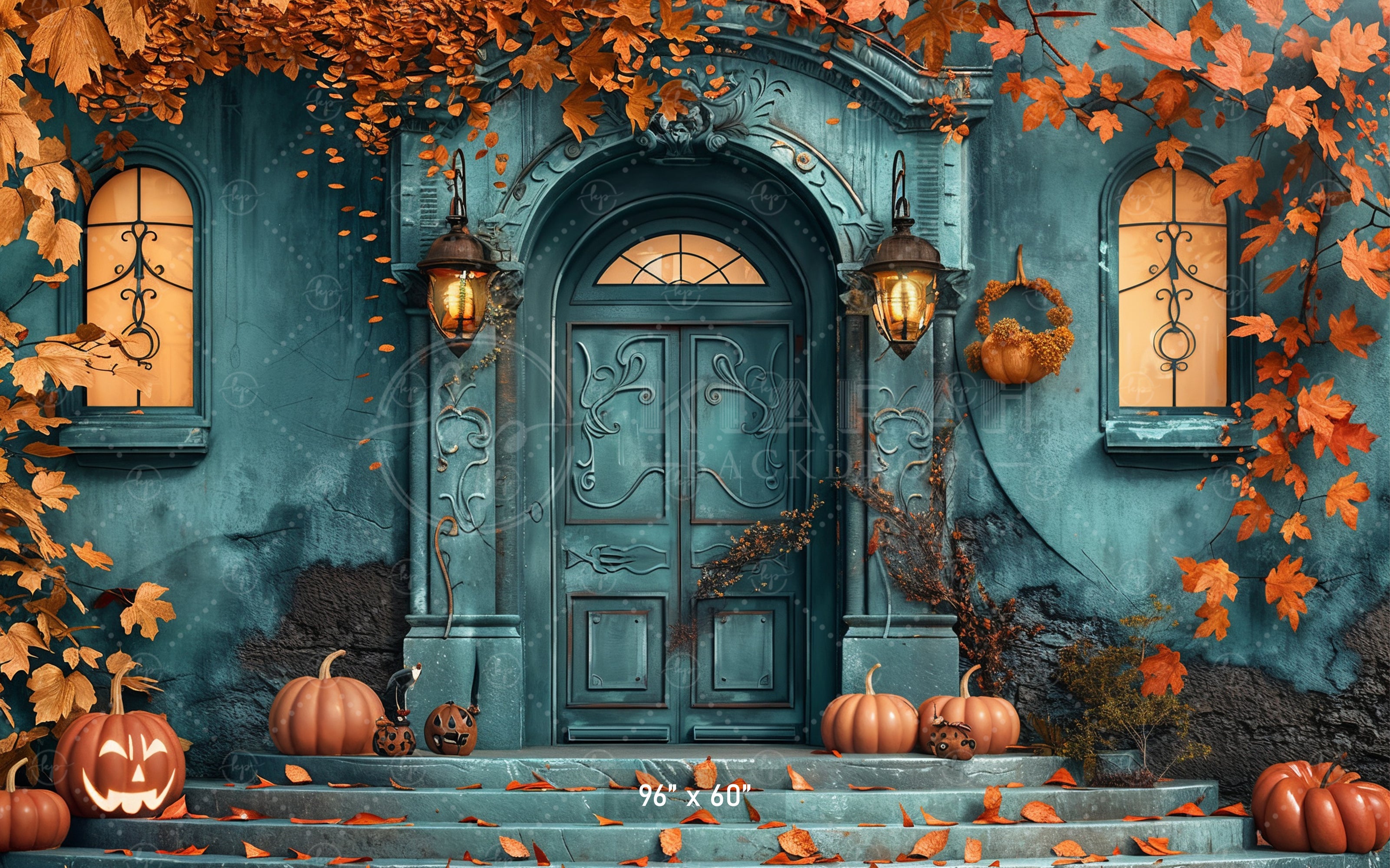 Haunted Autumn Manor Backdrop