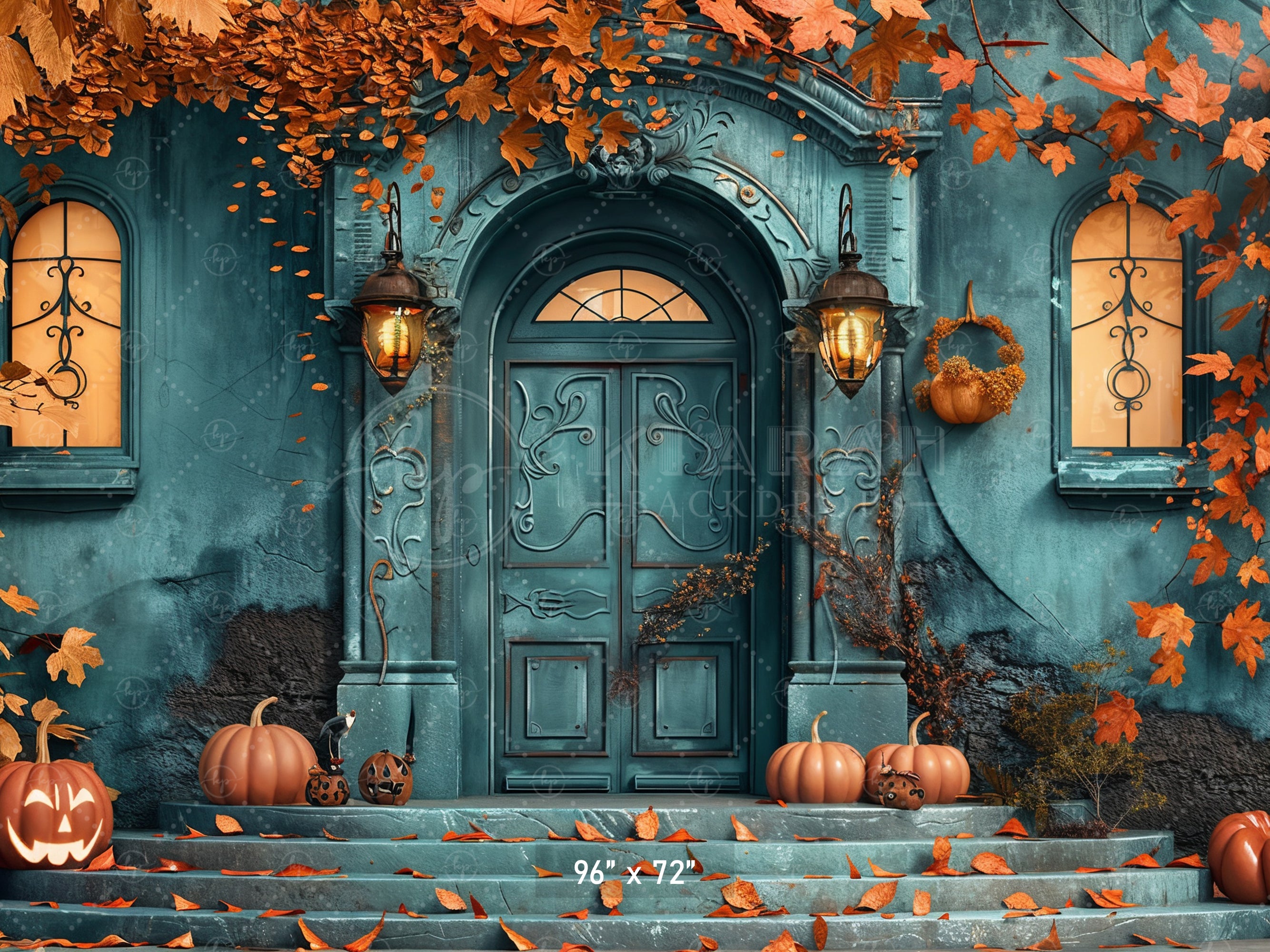 Haunted Autumn Manor Backdrop