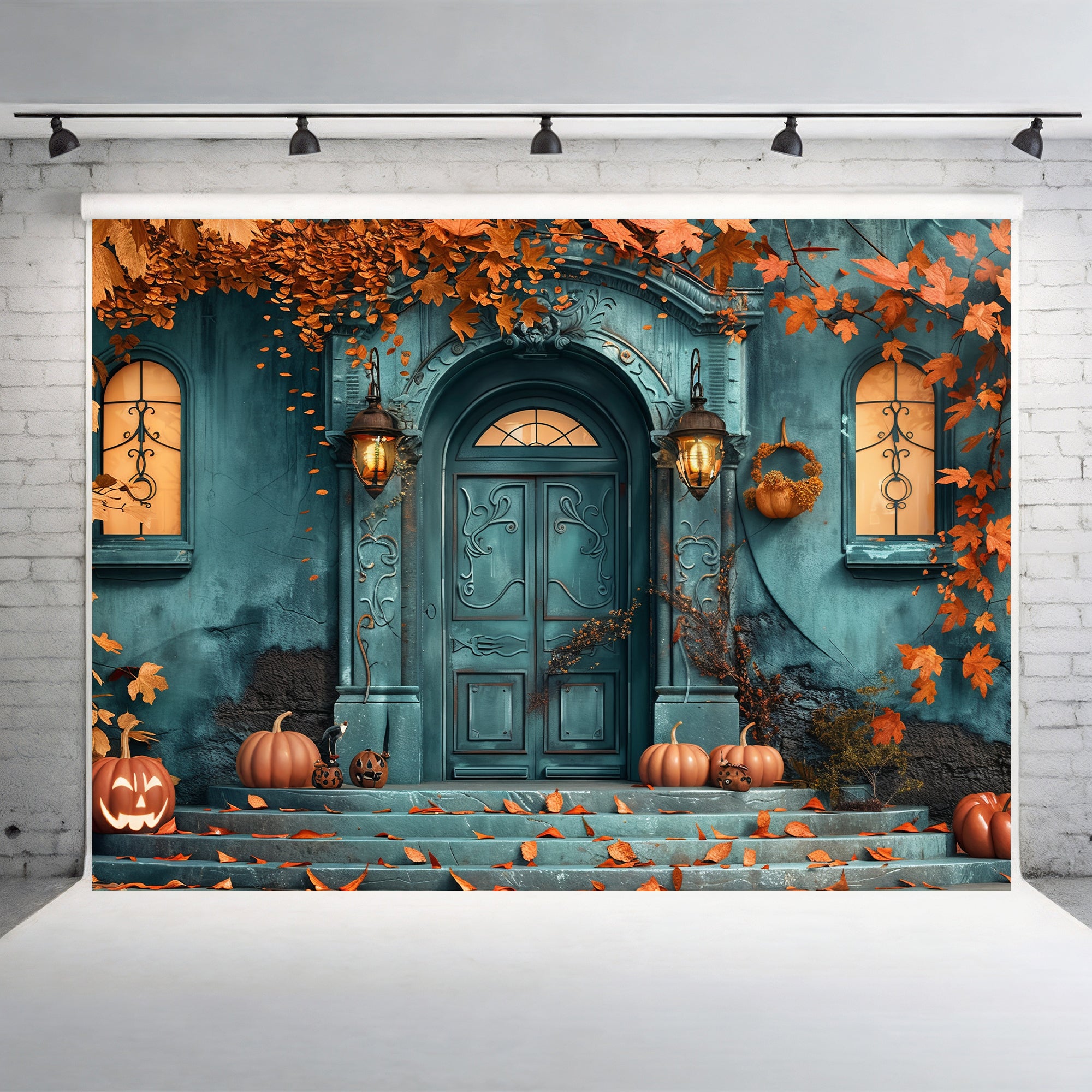 Haunted Autumn Manor Backdrop