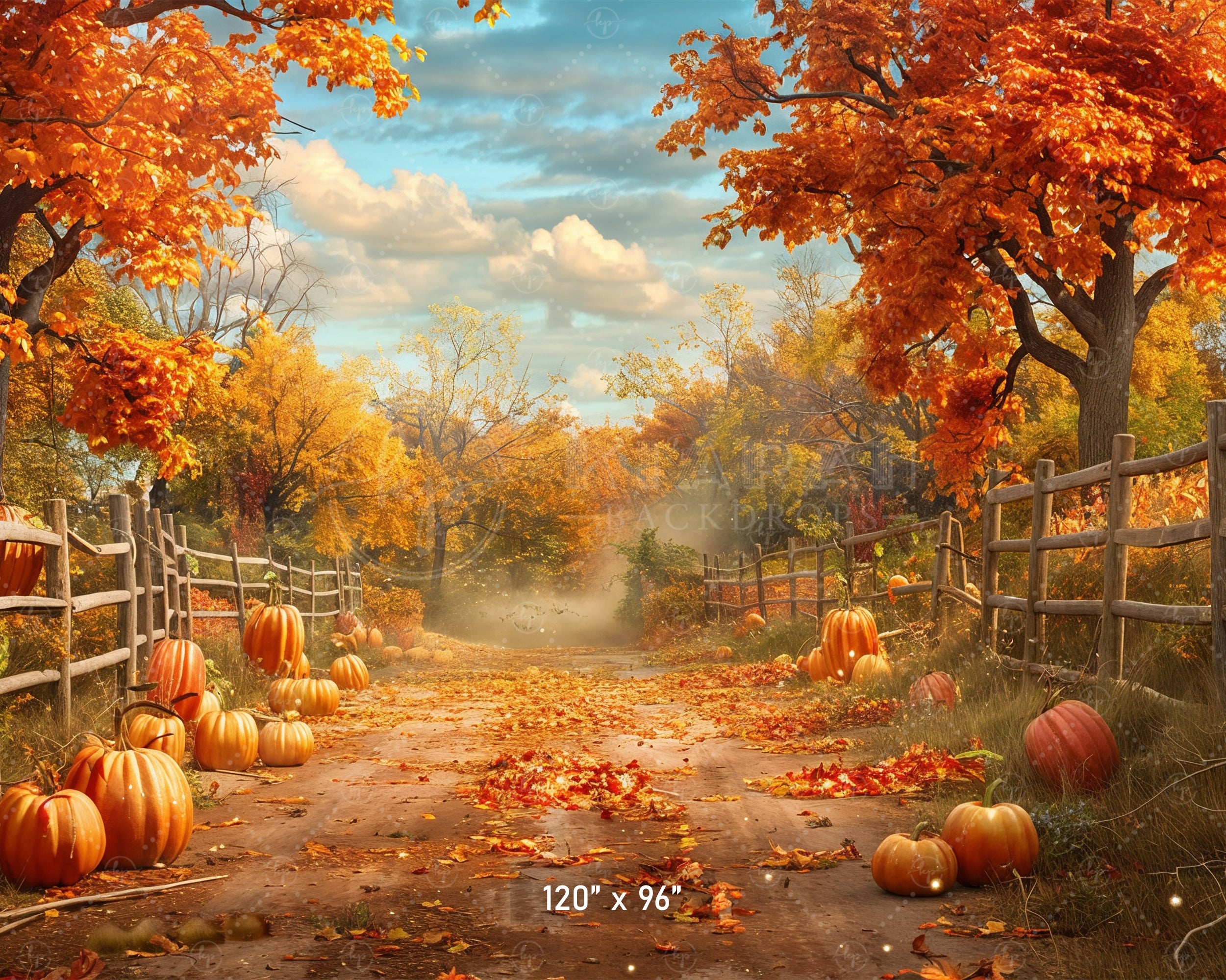 Rustic Autumn Pathway Backdrop