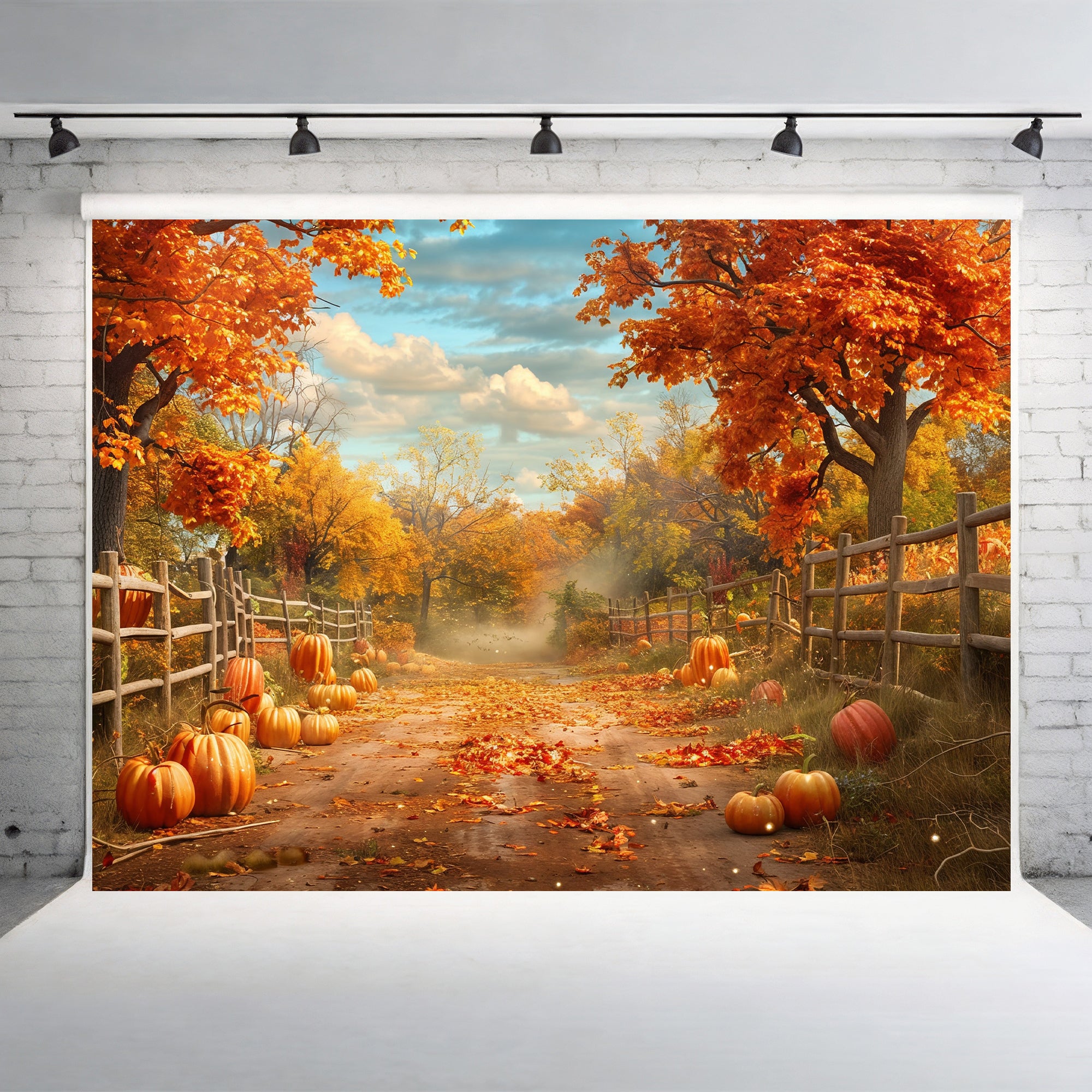 Rustic Autumn Pathway Backdrop