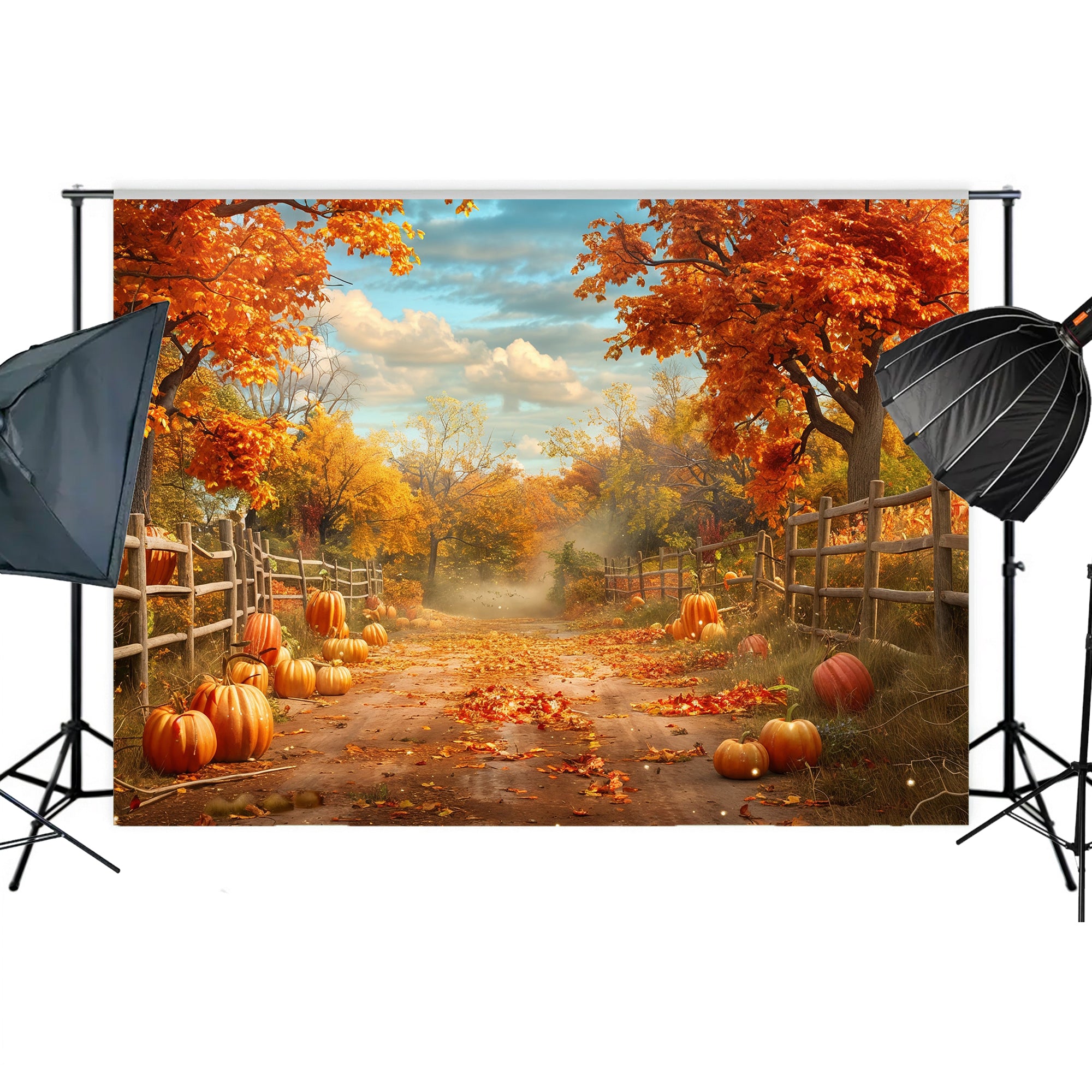 Rustic Autumn Pathway Backdrop