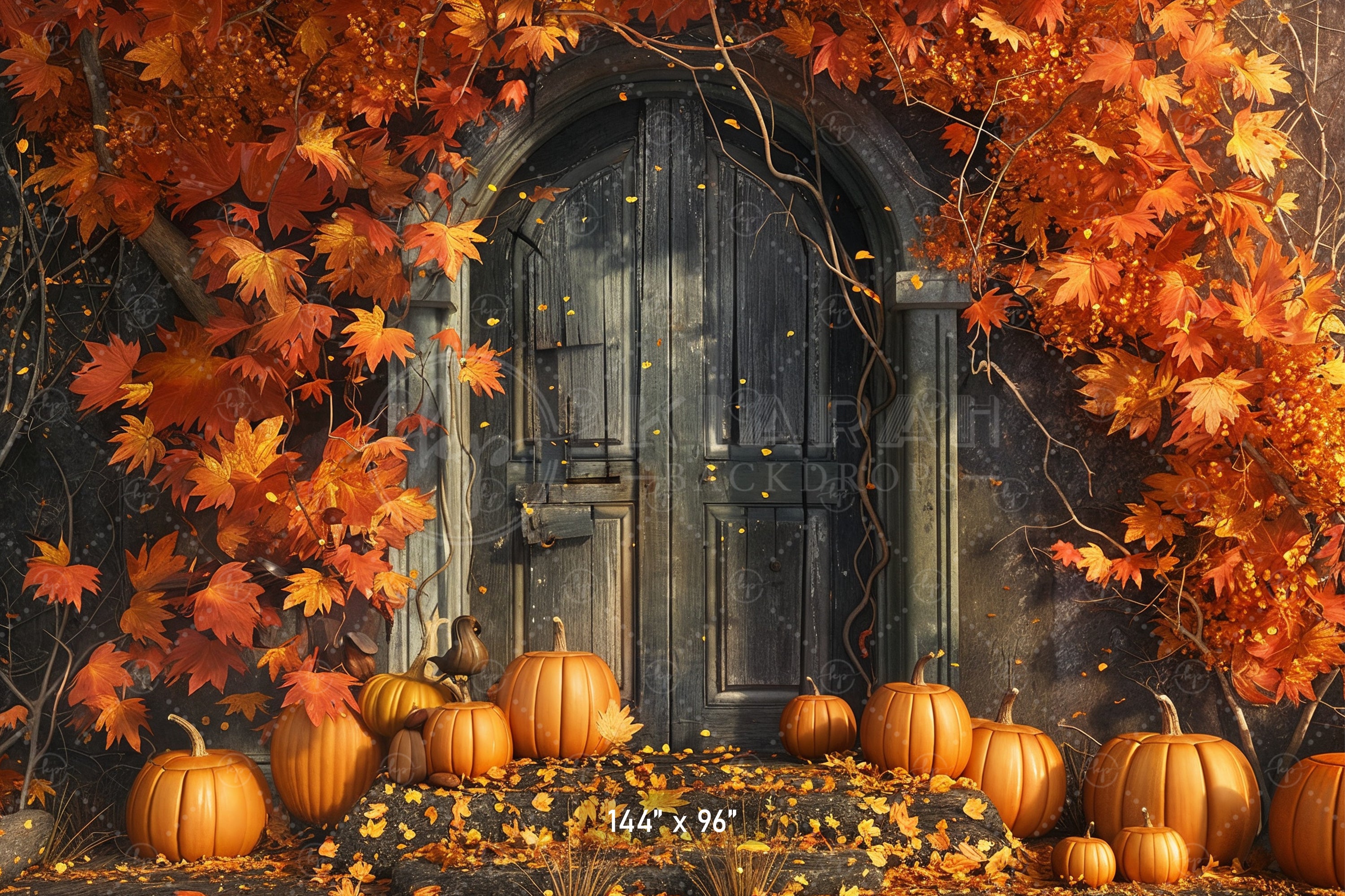Haunted Autumn Door Bckdrop