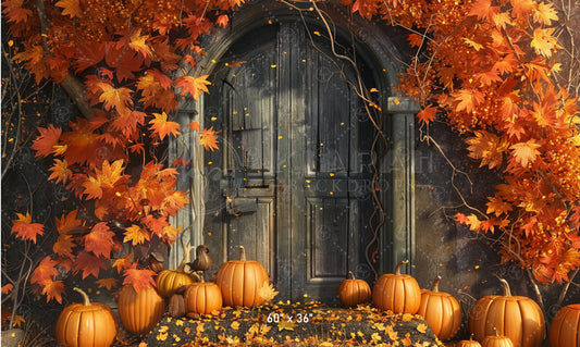 Haunted Autumn Door Bckdrop