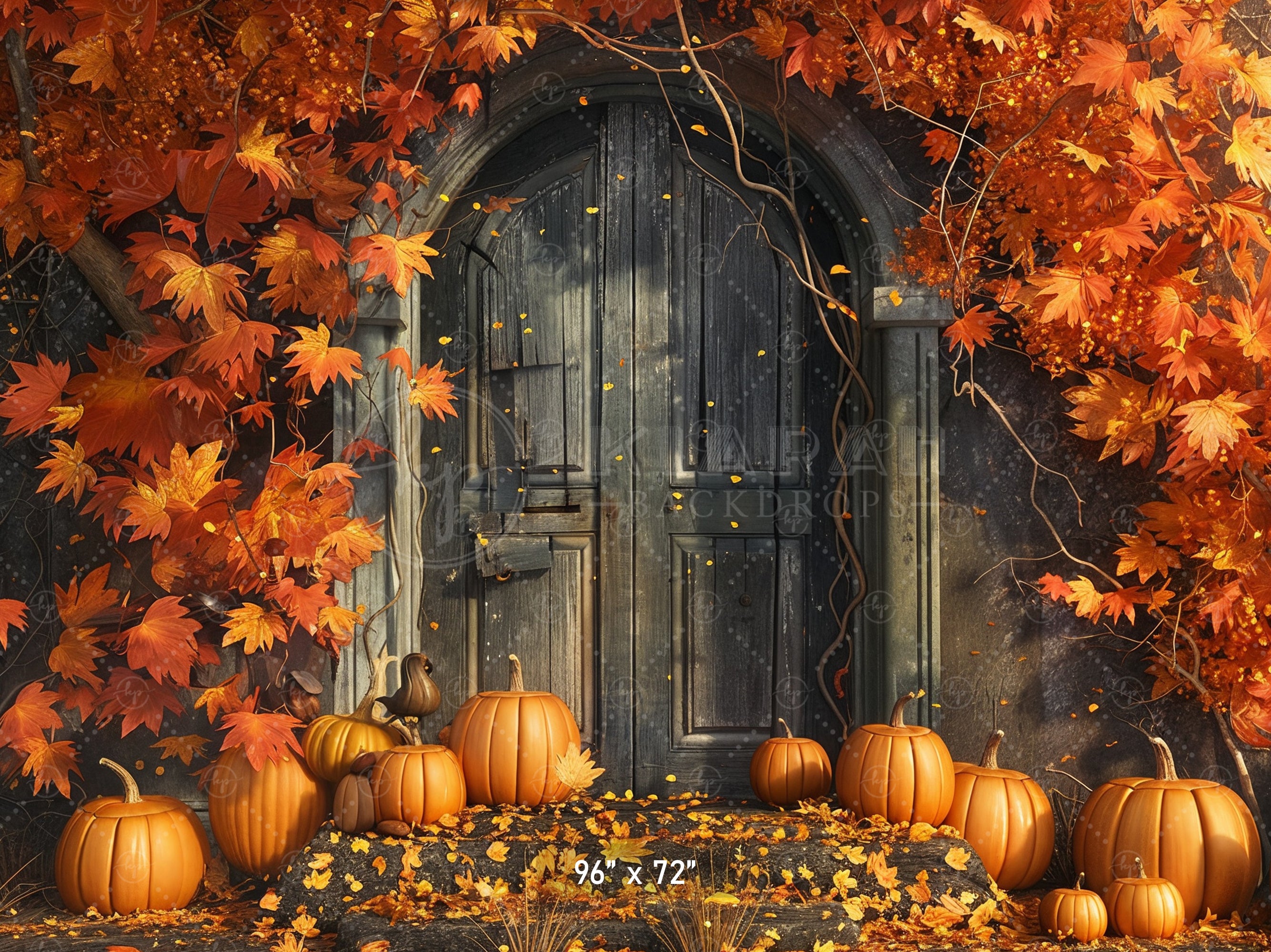 Haunted Autumn Door Bckdrop