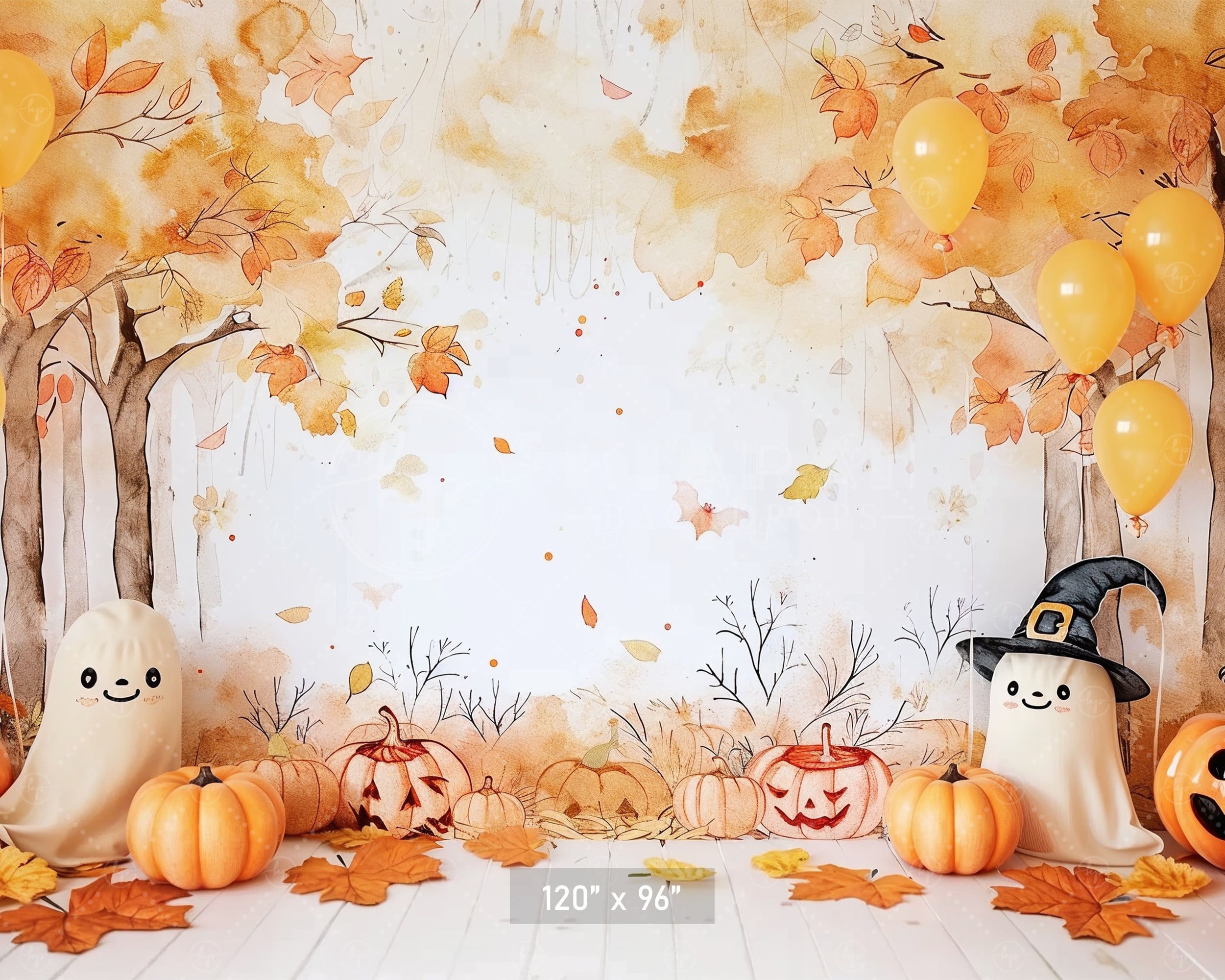 Cute Halloween Woodland Backdrop