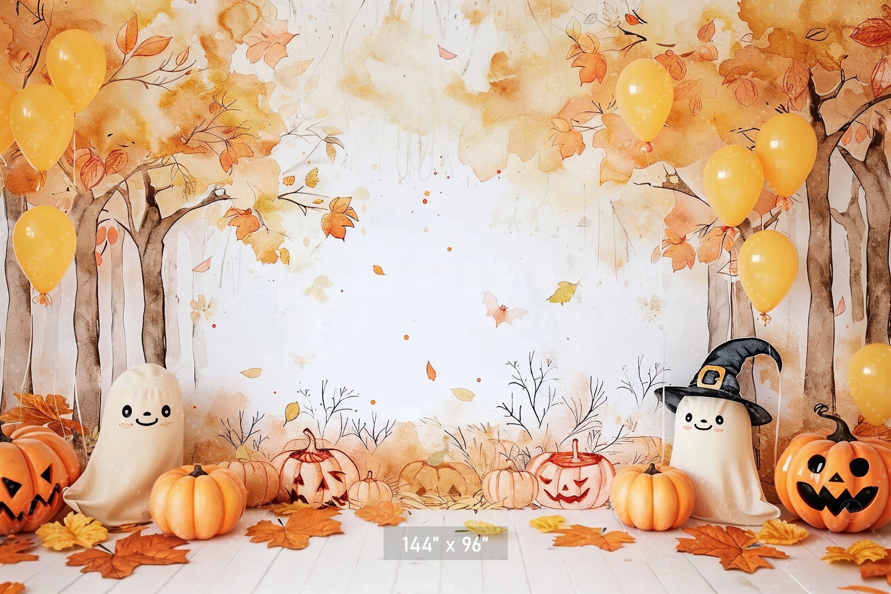 Cute Halloween Woodland Backdrop