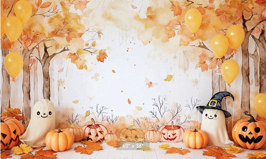 Cute Halloween Woodland Backdrop