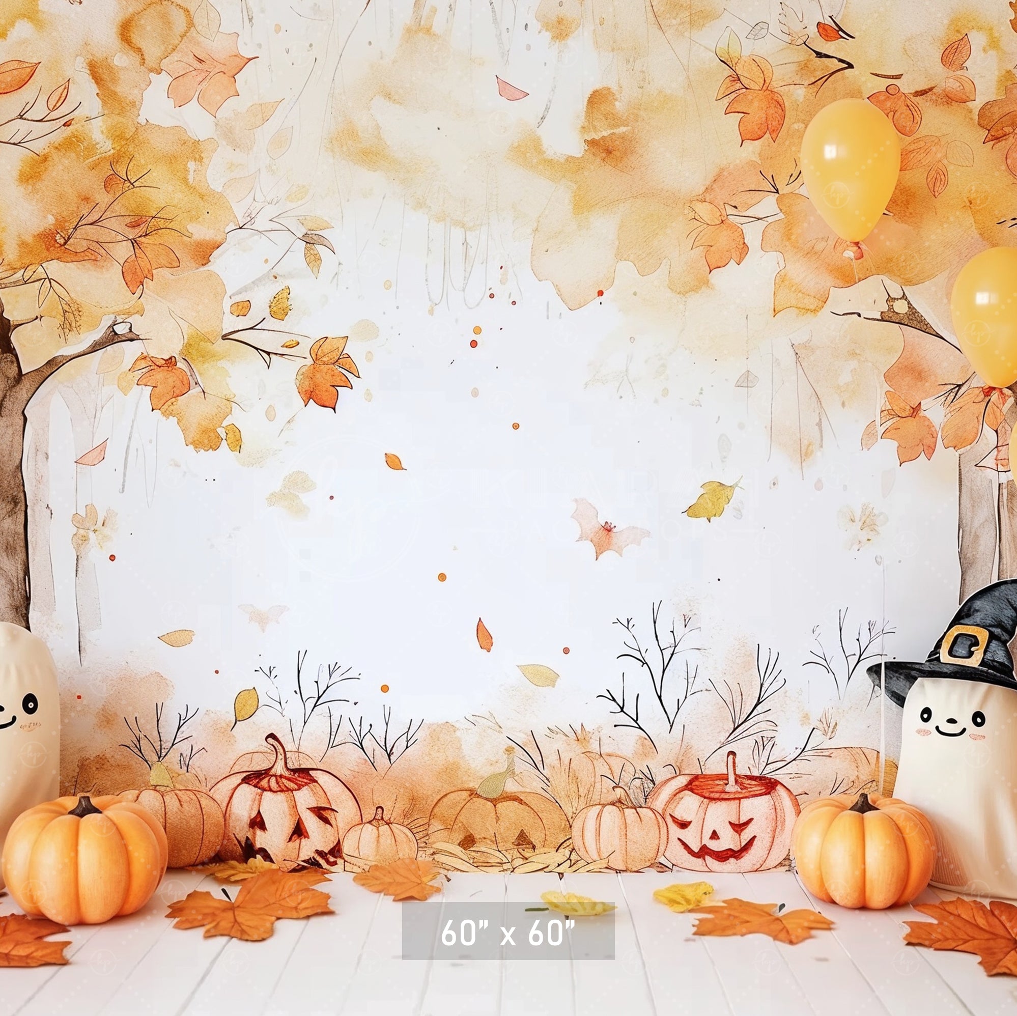 Cute Halloween Woodland Backdrop