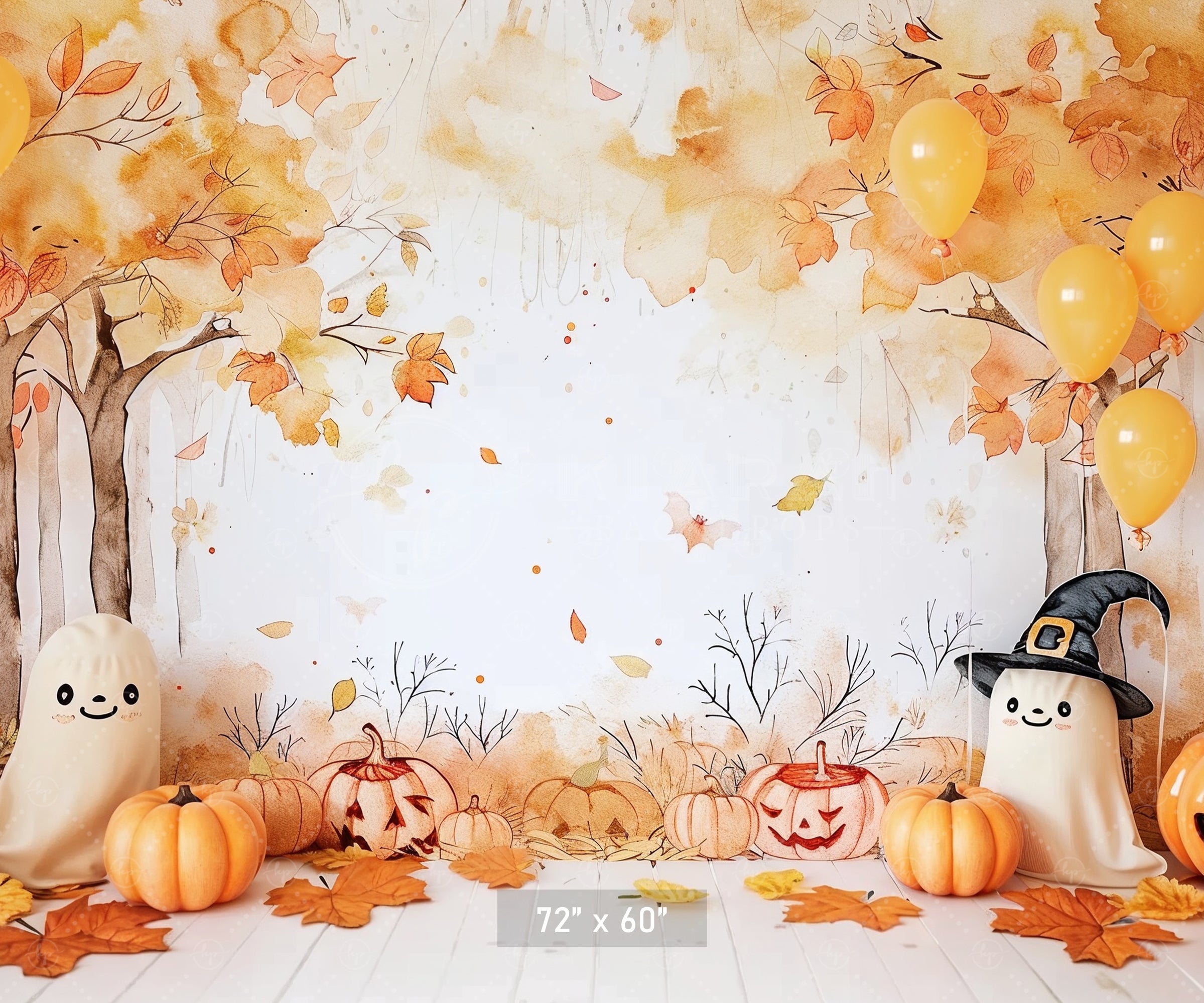 Cute Halloween Woodland Backdrop