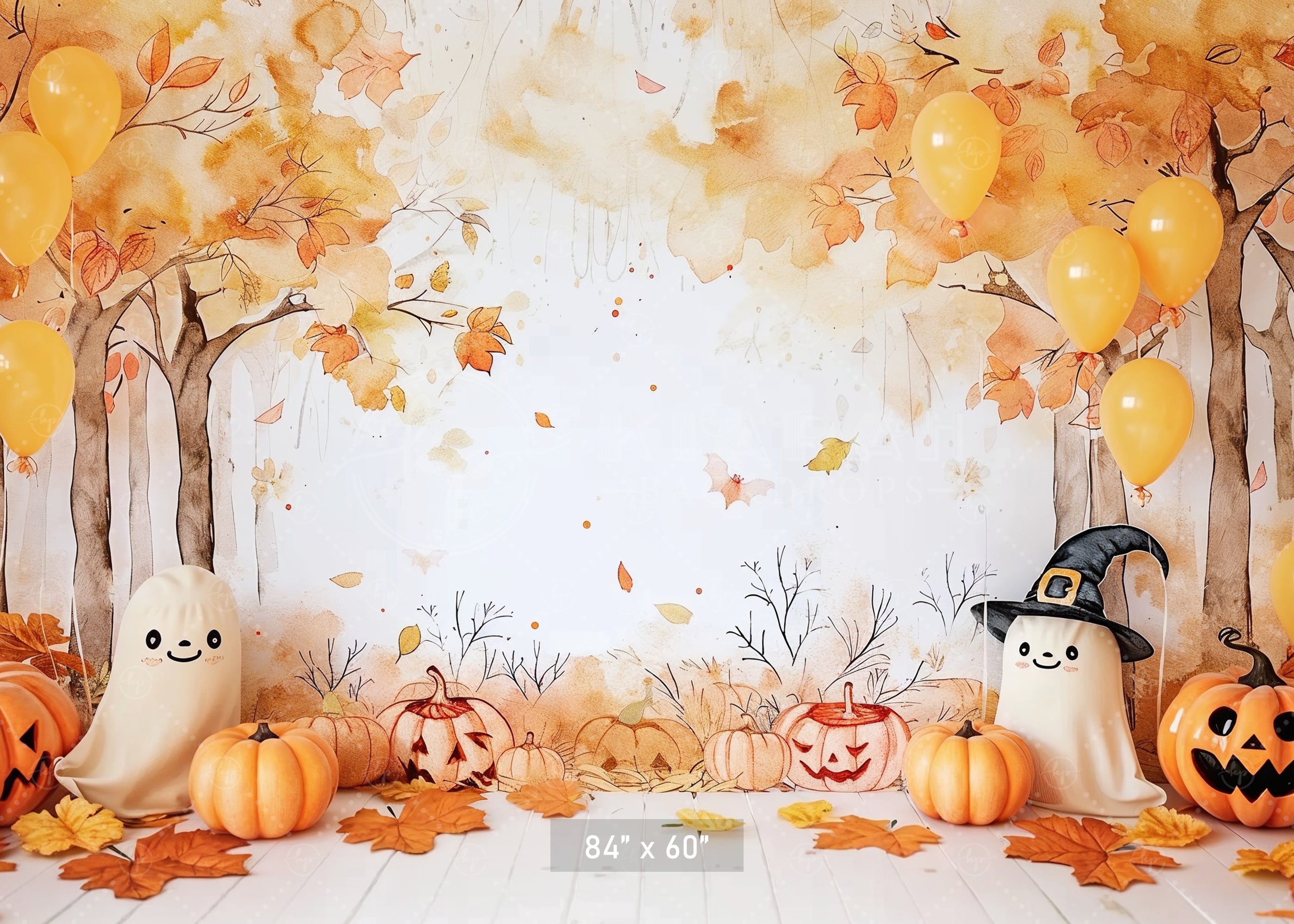 Cute Halloween Woodland Backdrop