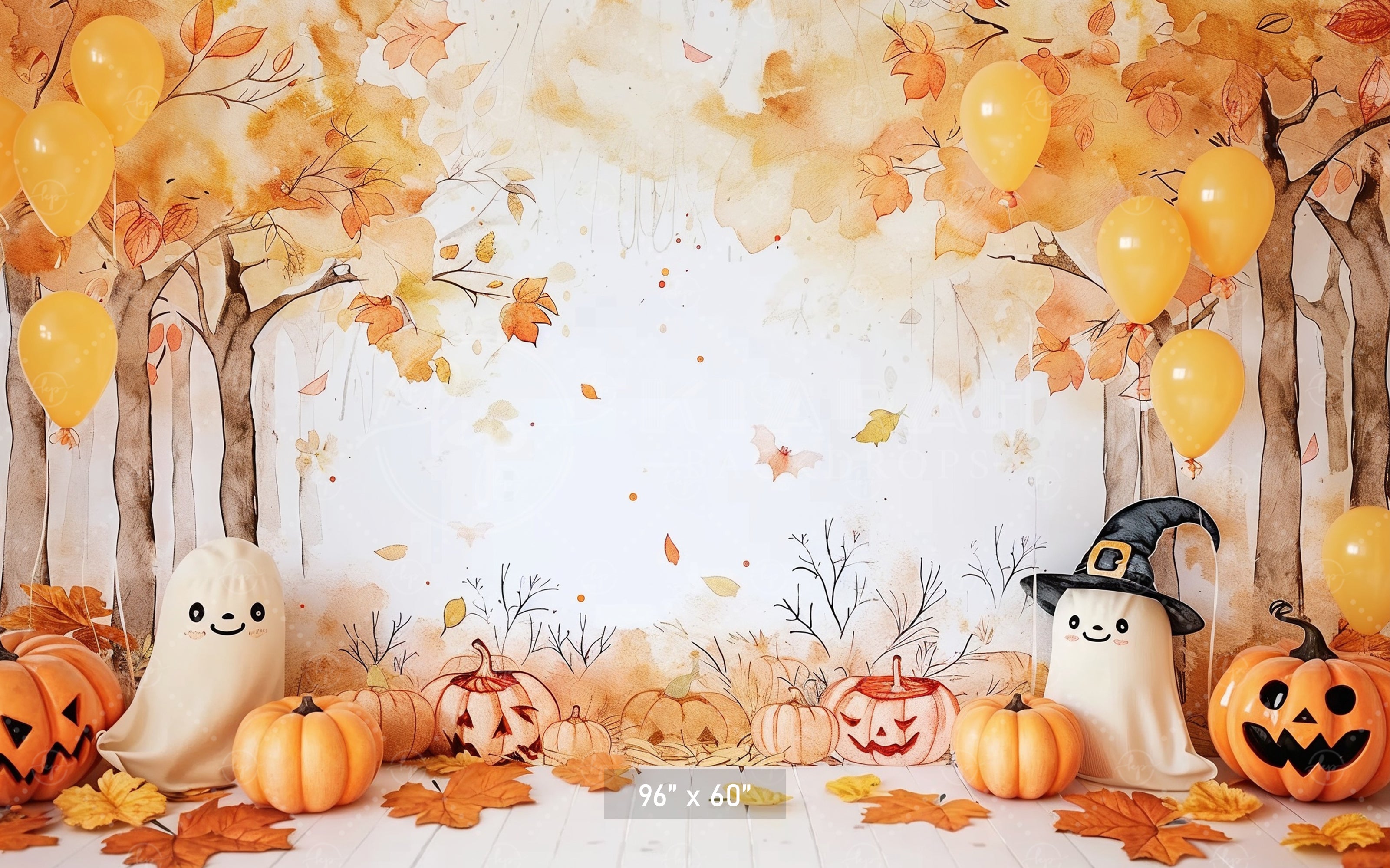 Cute Halloween Woodland Backdrop