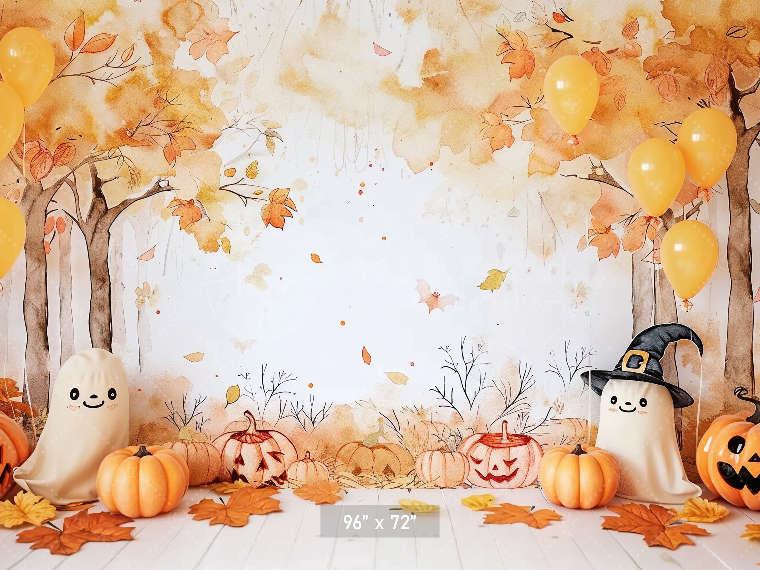 Cute Halloween Woodland Backdrop