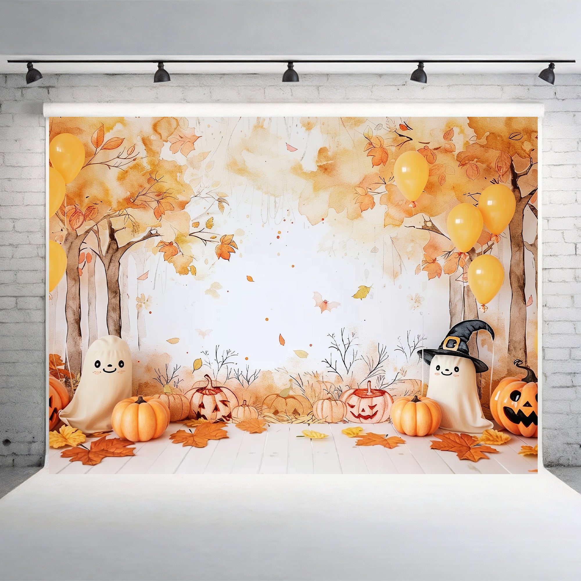 Cute Halloween Woodland Backdrop