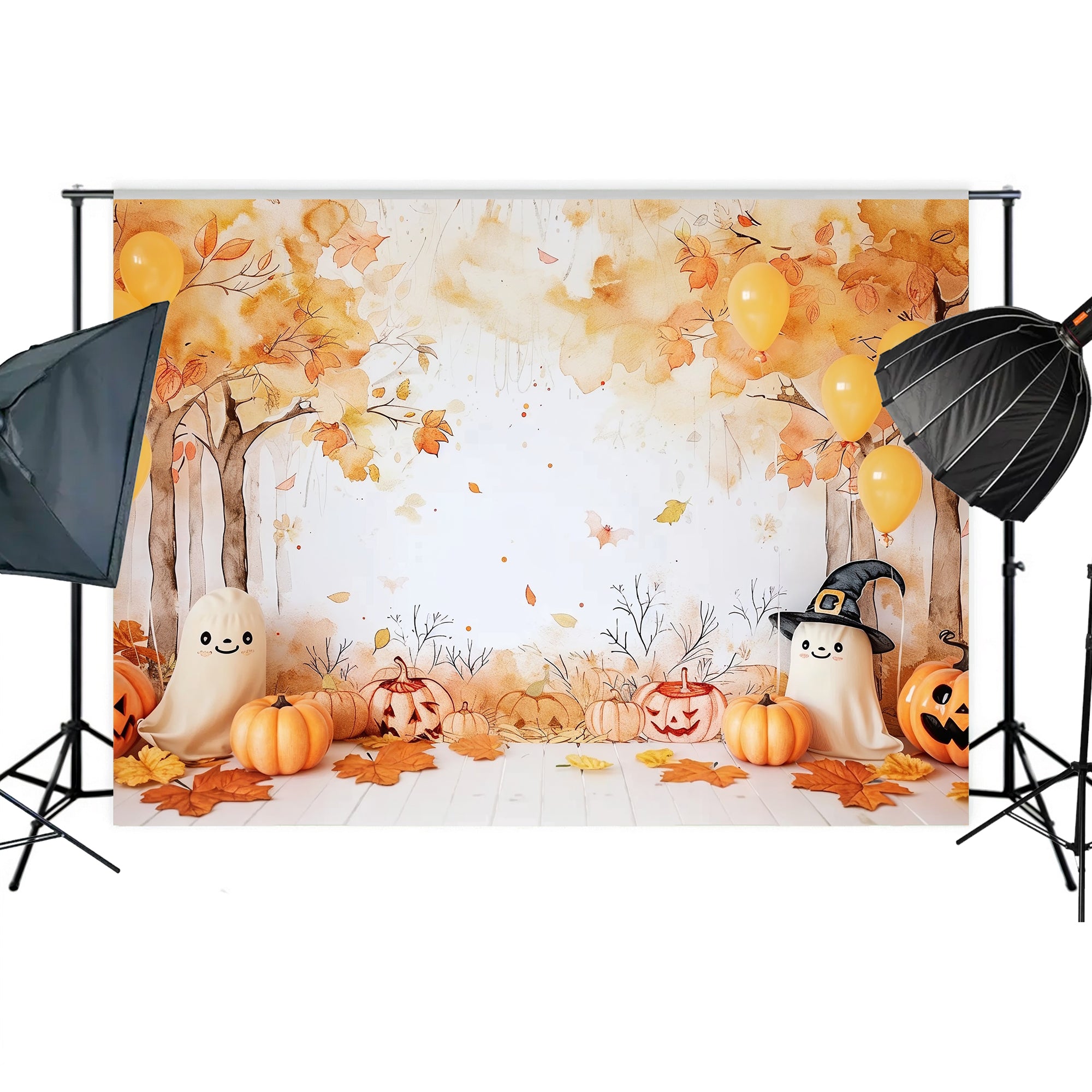 Cute Halloween Woodland Backdrop