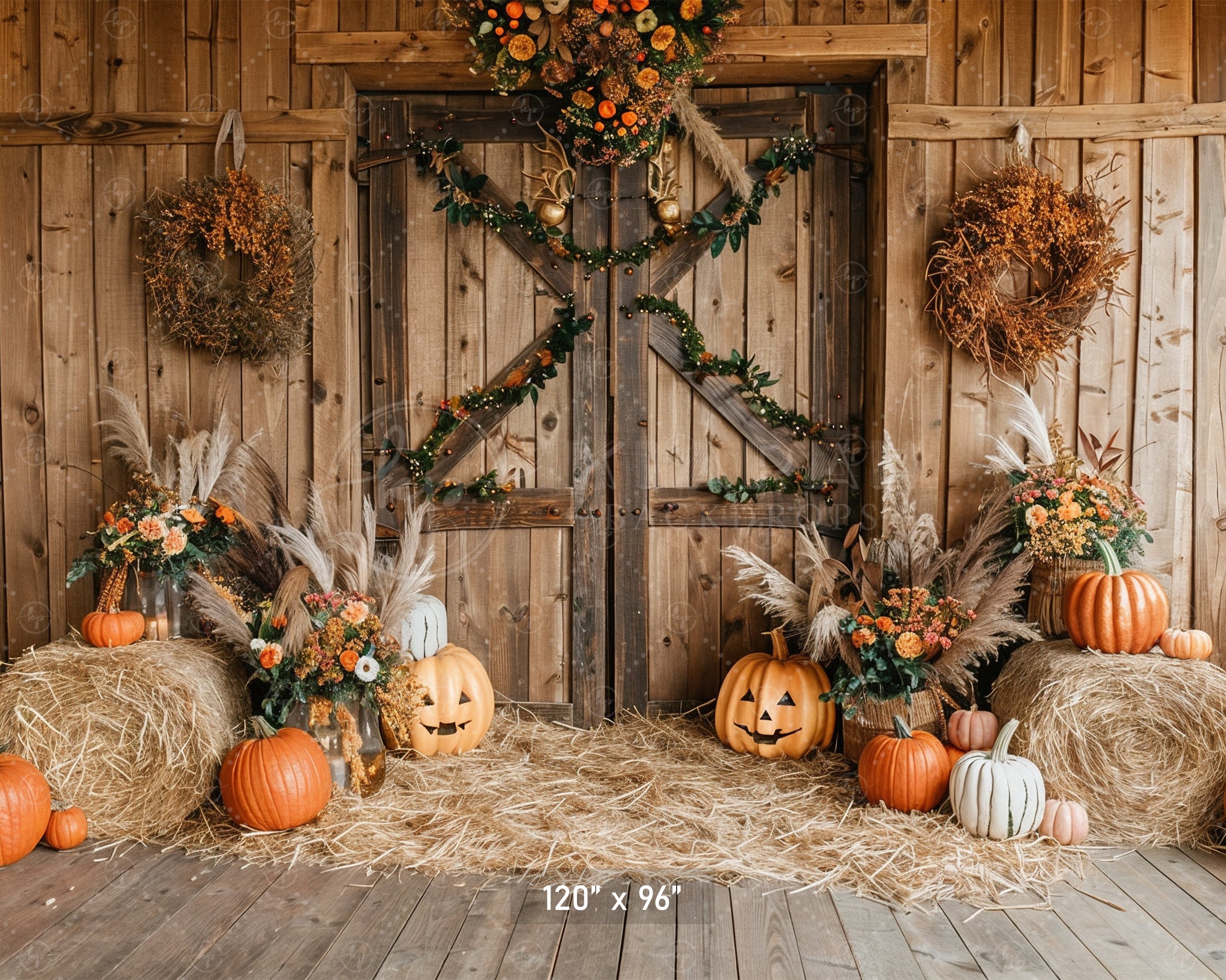 Rustic Harvest Barn Backdrop
