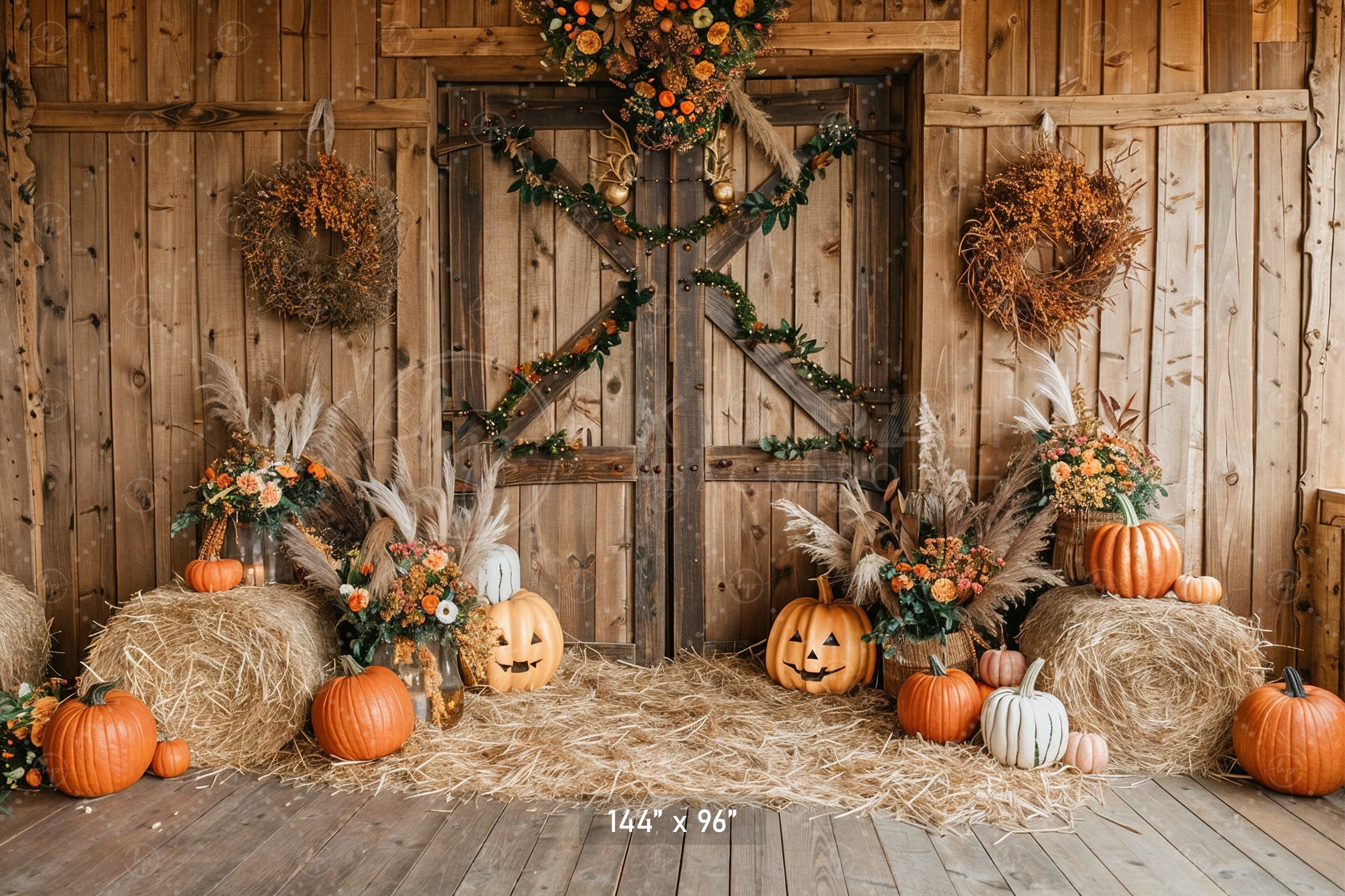 Rustic Harvest Barn Backdrop