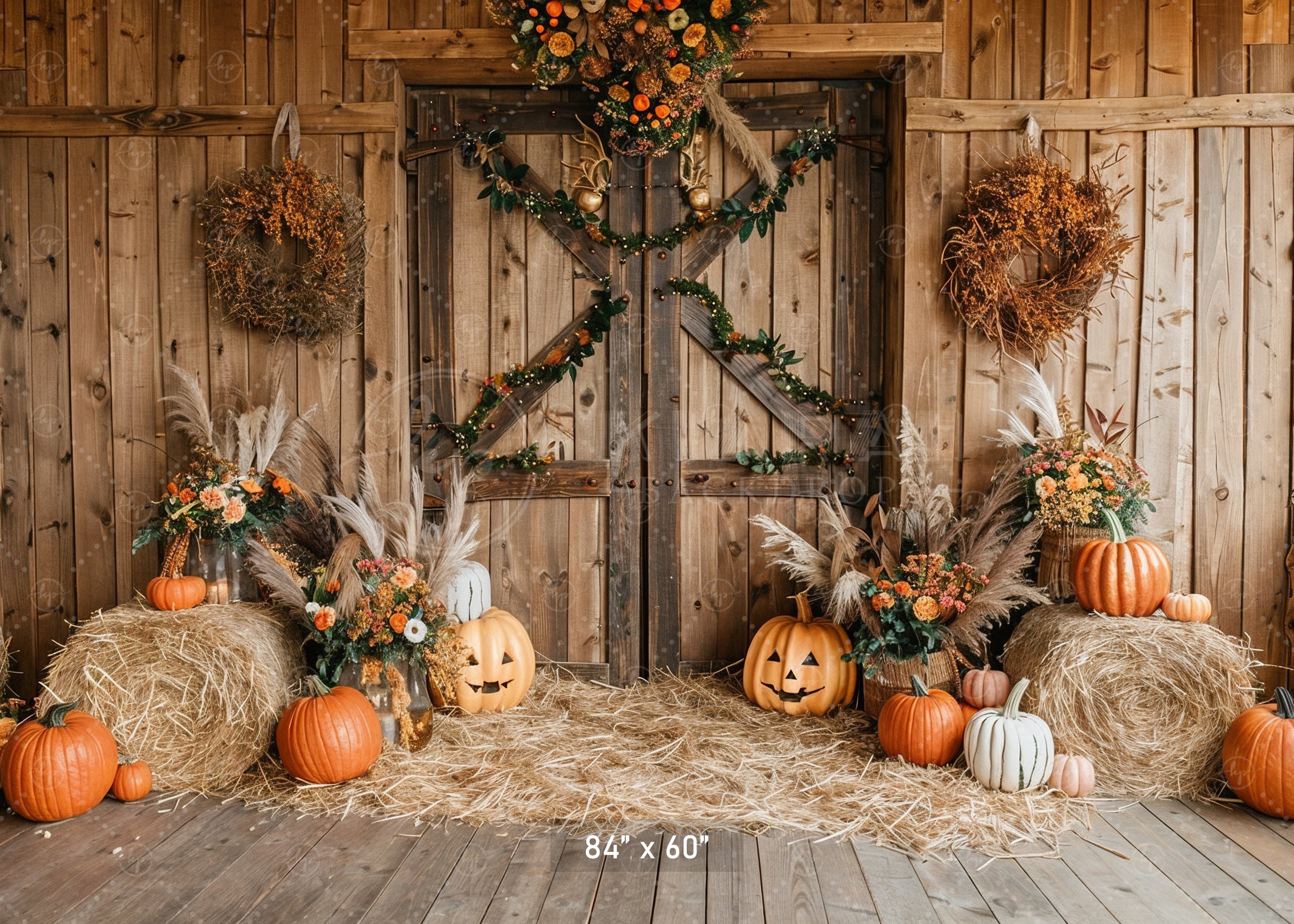 Rustic Harvest Barn Backdrop