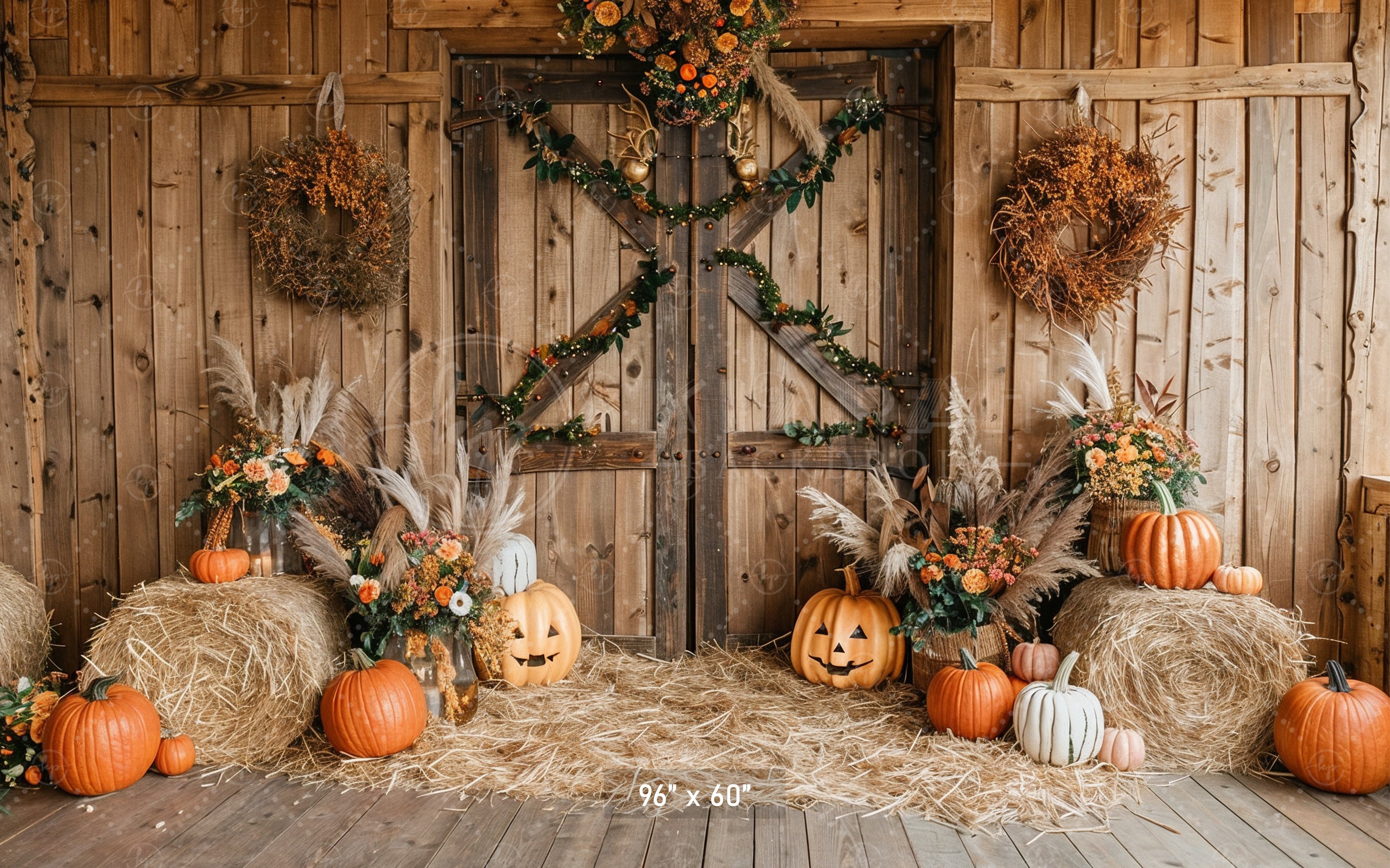 Rustic Harvest Barn Backdrop